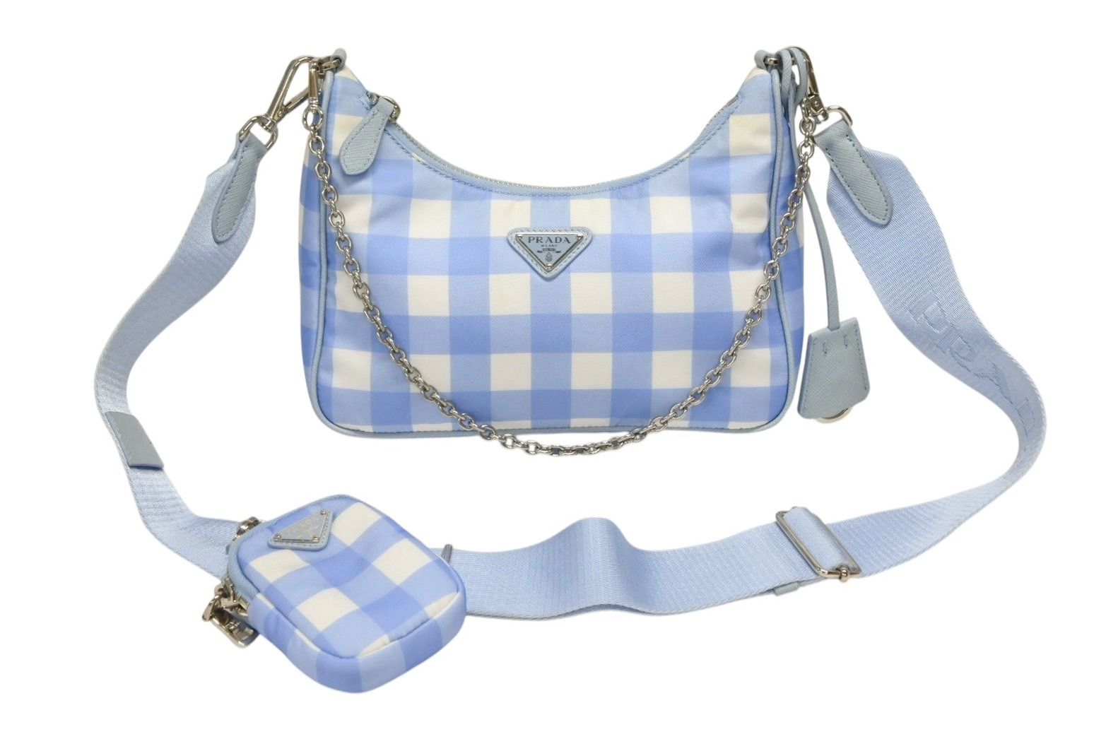 PRADA プラダ ショルダーバッグ ポーチ トライアングルロゴ イタリア製 ナイロン ブルー 4b008870