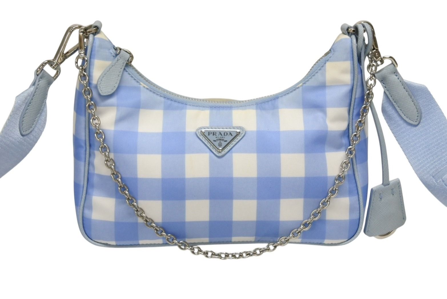 PRADA プラダ ショルダーバッグ ポーチ トライアングルロゴ イタリア製 ナイロン ブルー 4b008870