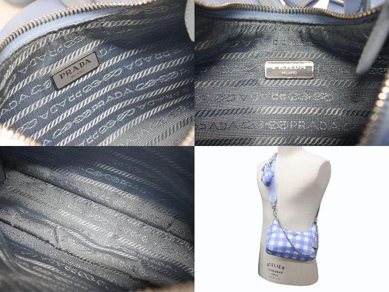  PRADA プラダ ショルダーバッグ ポーチ トライアングルロゴ イタリア製 ナイロン ブルー 4 b 008870 ハンドバッグ バッグ
