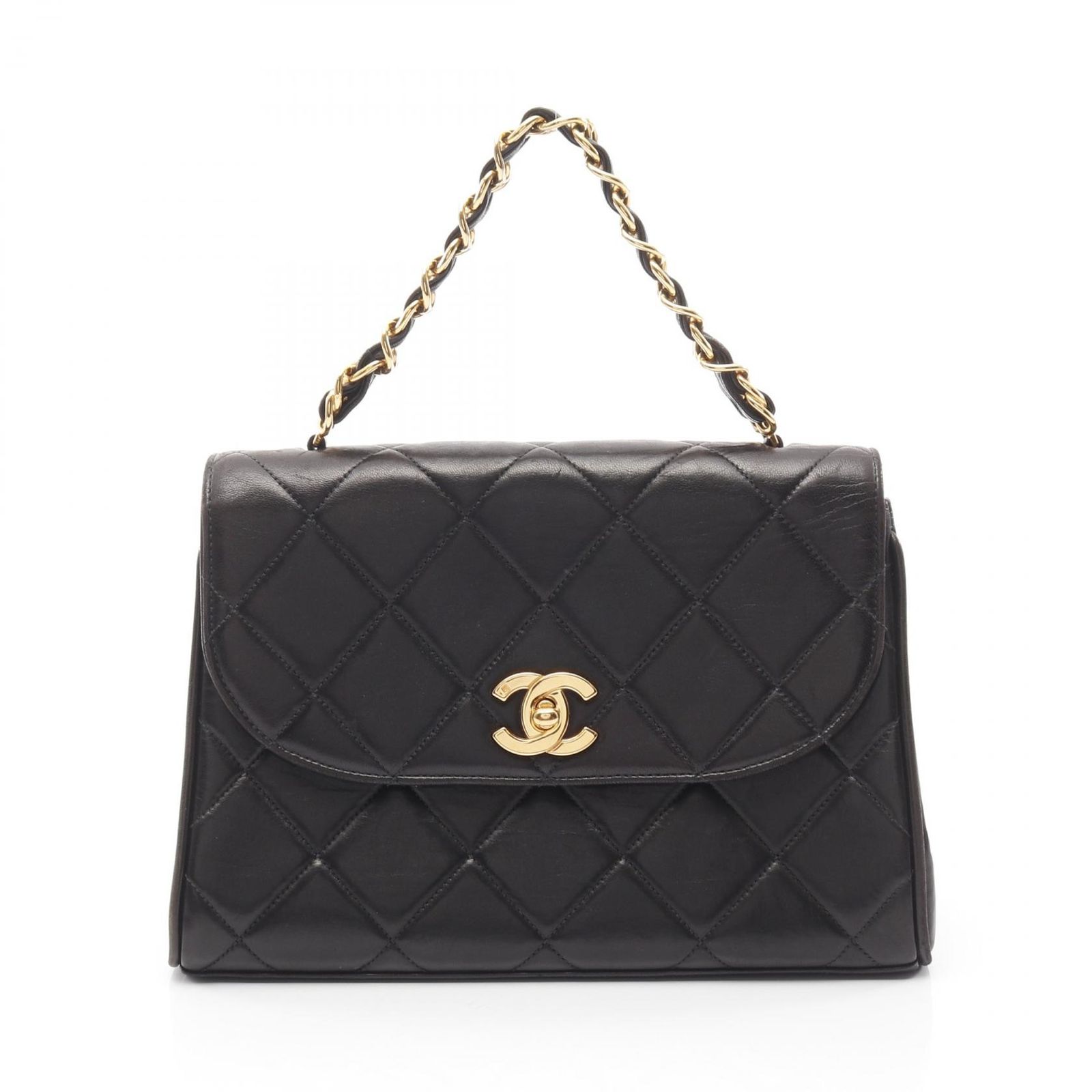シャネル CHANEL ハンドバッグ マトラッセ ブラック ラムスキン 羊革 マトラッセ チェーンハンドバッグ レディース Used B