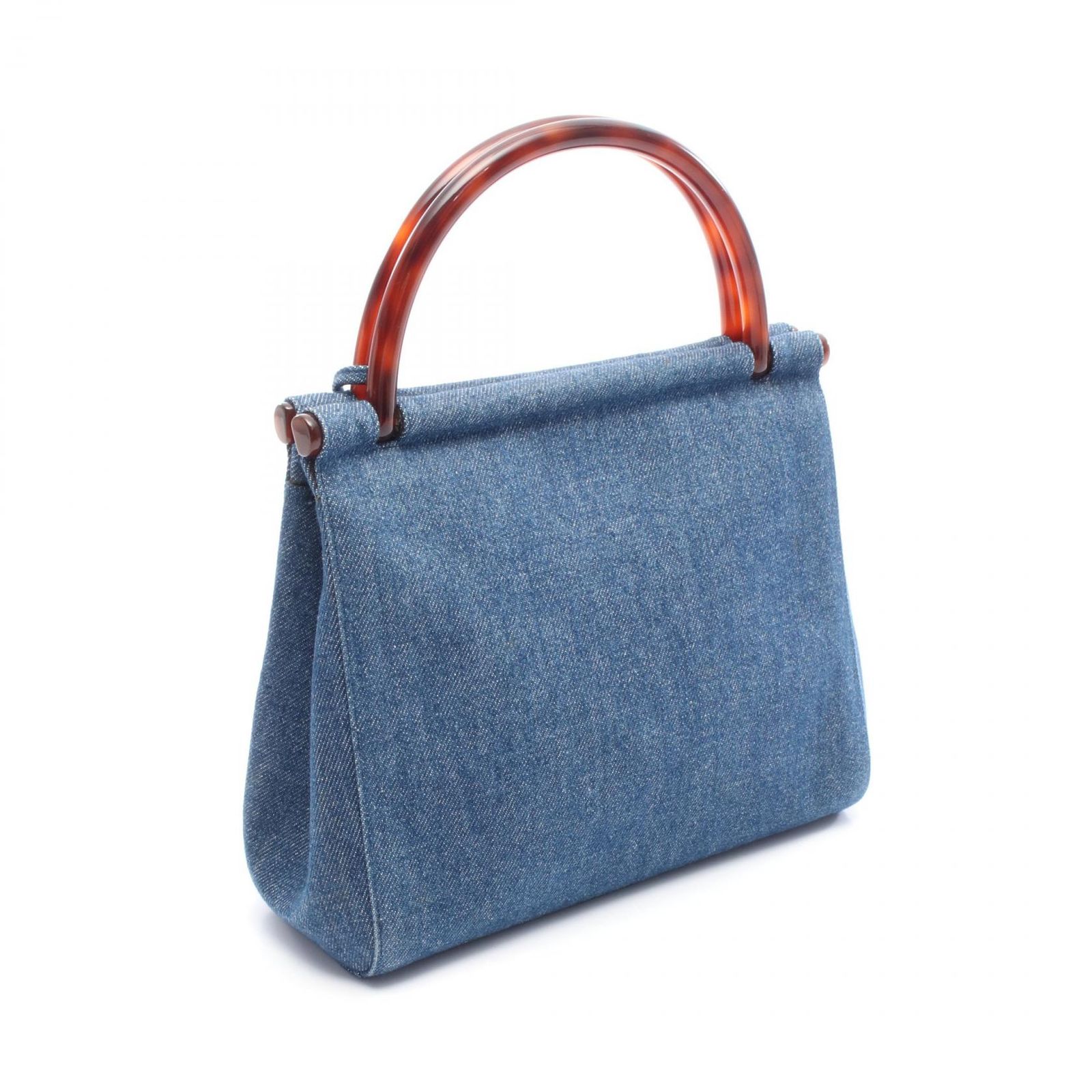 シャネル CHANEL ハンドバッグ デニムブルー デニム プラスチックハンドル ハンドバッグ レディース Used B