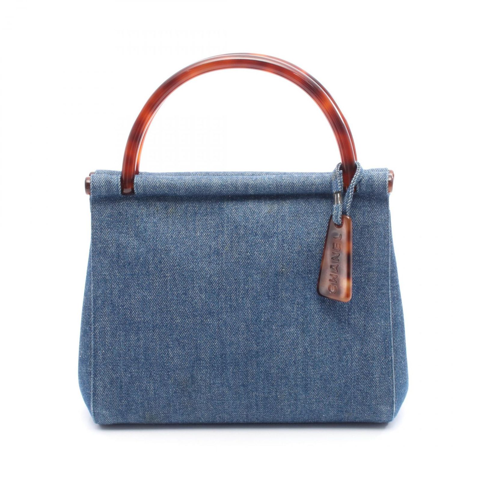 シャネル CHANEL ハンドバッグ デニムブルー デニム プラスチックハンドル ハンドバッグ レディース Used B