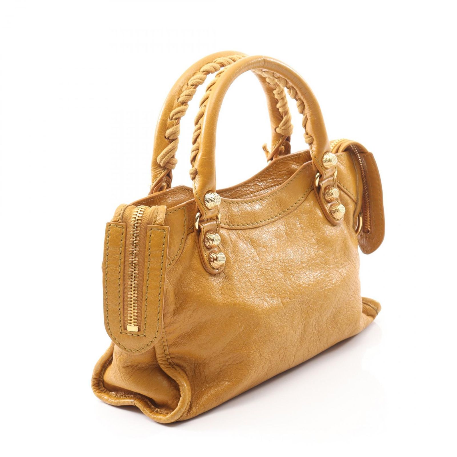 バレンシアガ BALENCIAGA ハンドバッグ ジャイアント ミニシティ マスタード レザー ジャイアント ミニ シティ レディース Used A