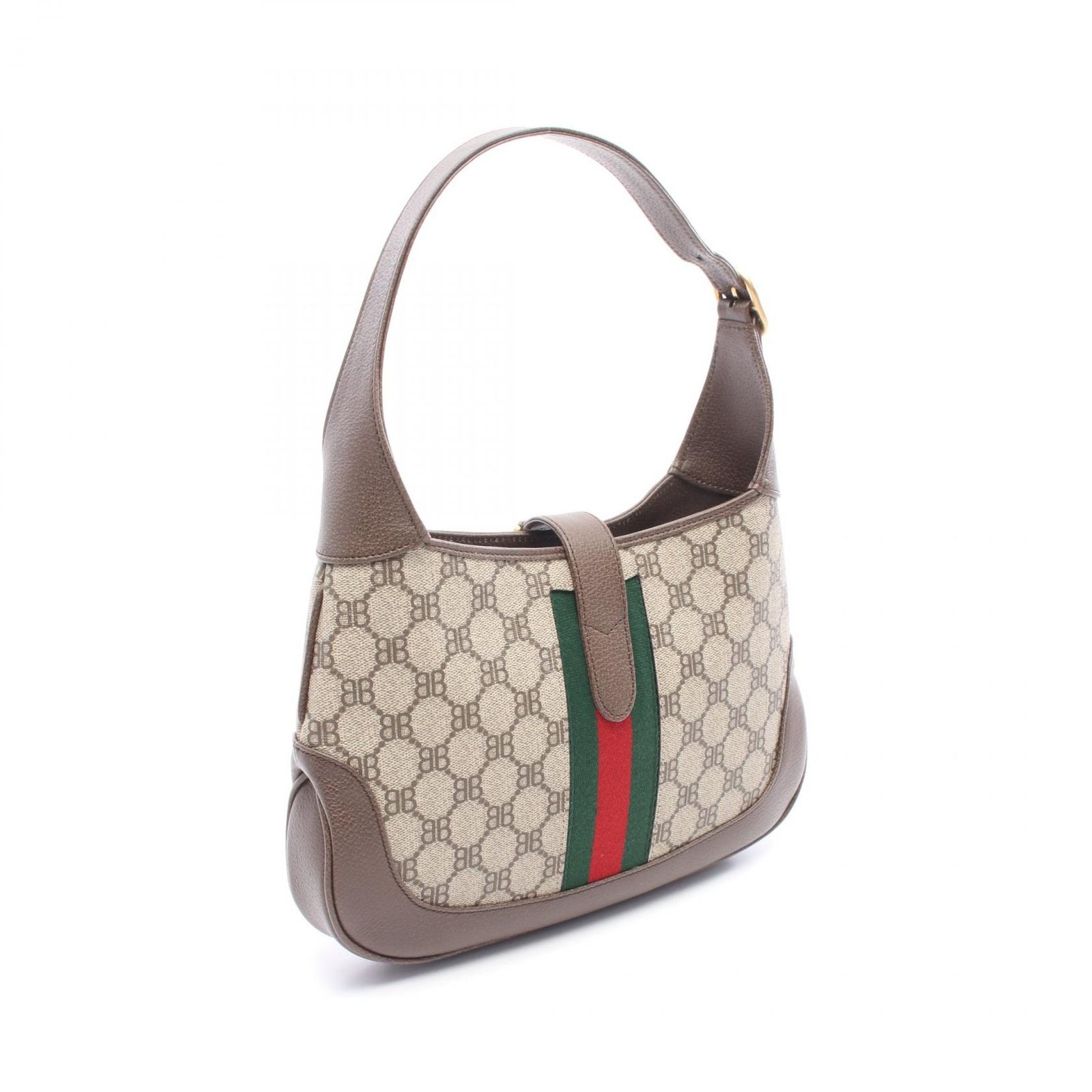 グッチ GUCCI ハンドバッグ × BALENCIAGA ハッカープロジェクト ジャッキー 1961 680118 ベージュ ブラウン PVCコーティングキャンバス レザー BALENCIAGA×GUCCI ジャッキー1961 スモール