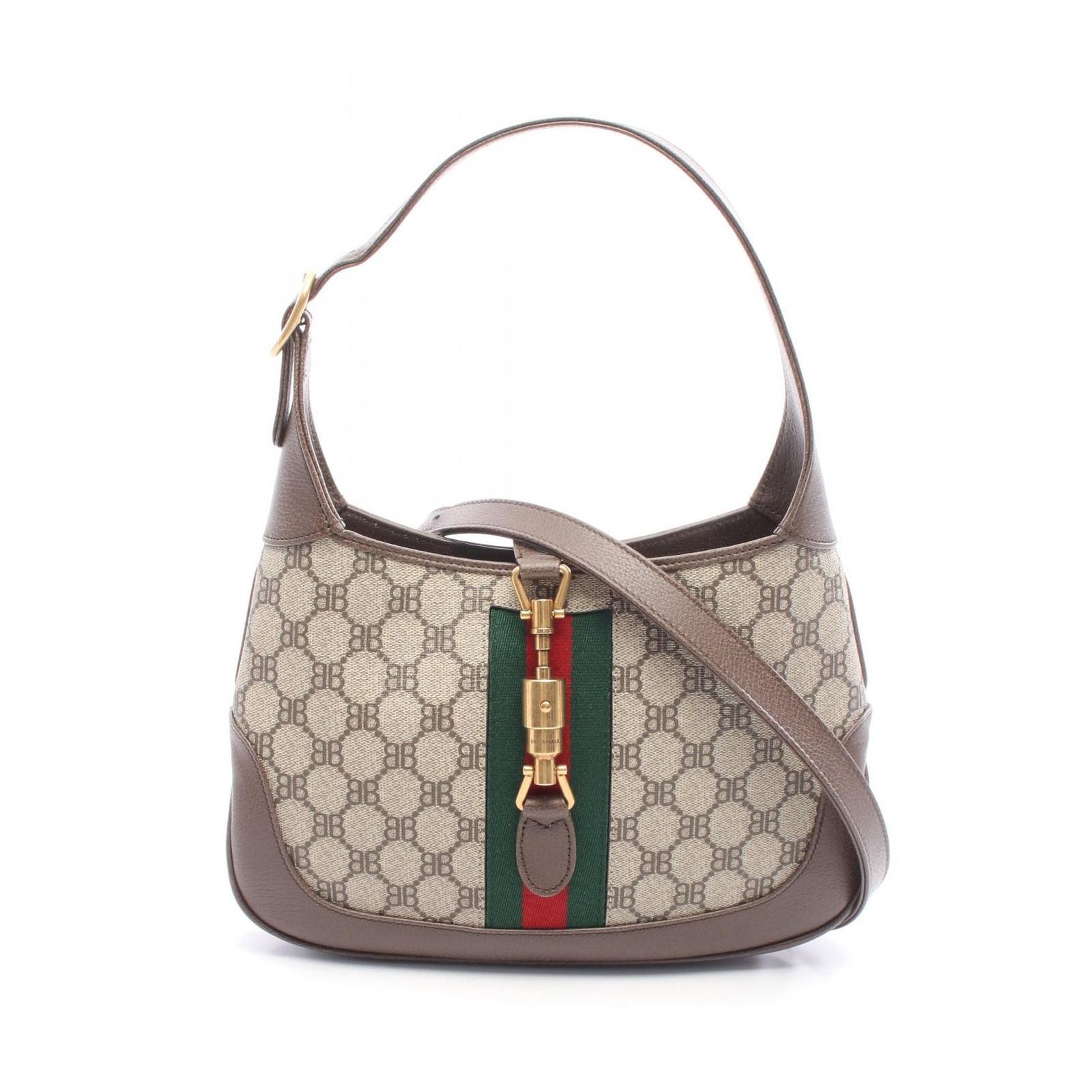 グッチ GUCCI ハンドバッグ × BALENCIAGA ハッカープロジェクト ジャッキー 1961 680118 ベージュ ブラウン PVCコーティングキャンバス レザー BALENCIAGA×GUCCI ジャッキー1961 スモール