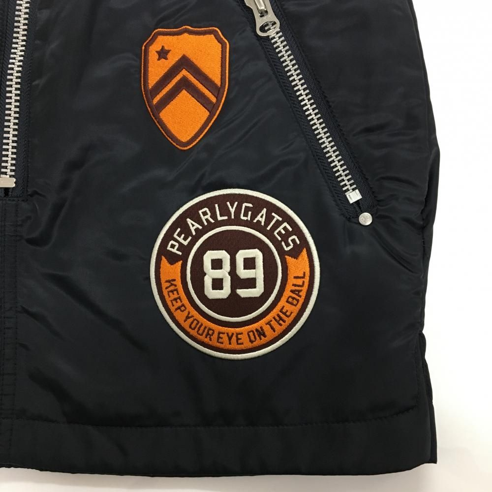  超 パーリーゲイツ 中綿スカート 黒×オレンジ ワッペン ティー装着可 レディース 2 L ゴルフウェア PEARLY GATES スカート レディースウェア