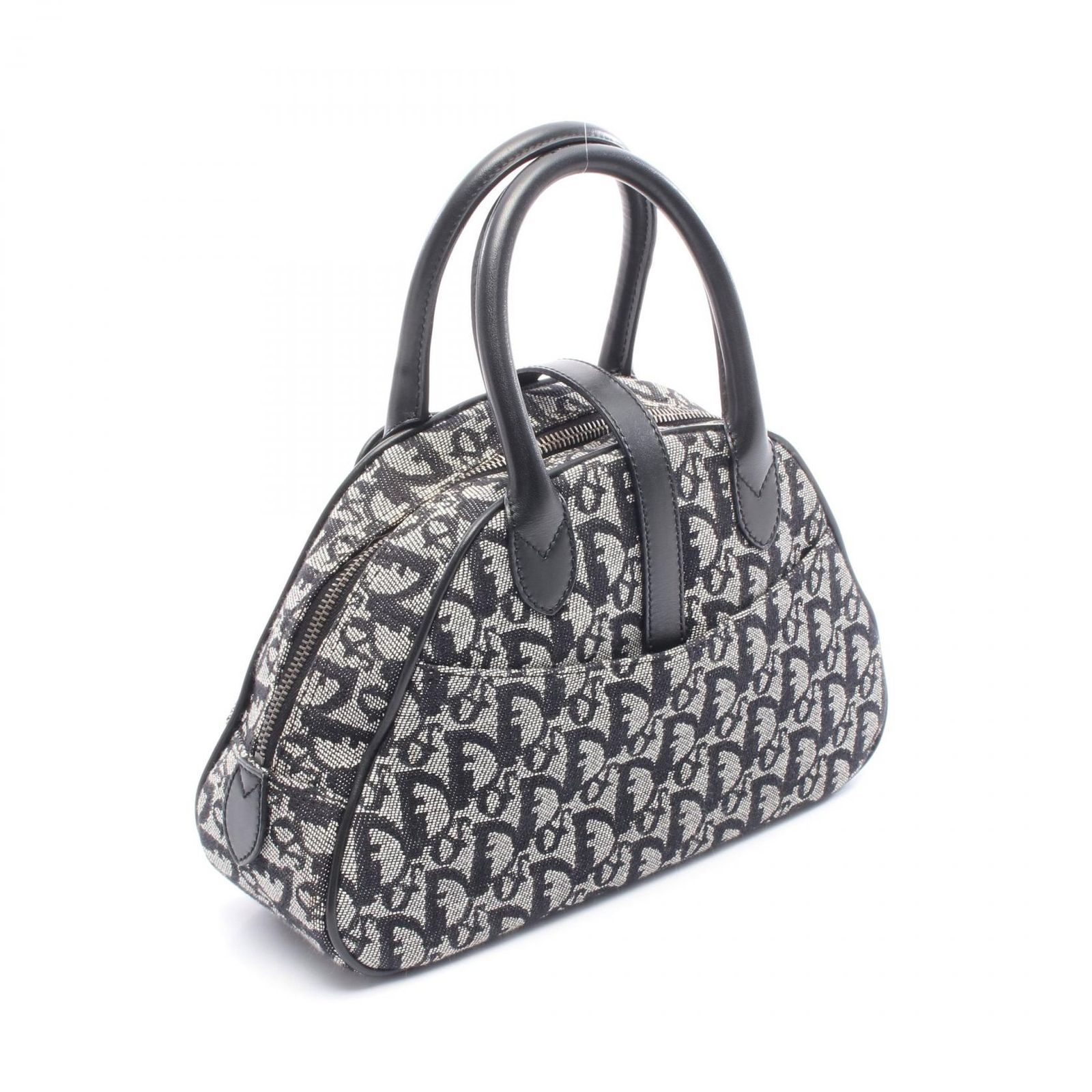 ディオール Dior ハンドバッグ ダブルサドル トロッター ブラック キャンバス レザー トロッター ダブルサドル ハンドバッグ レディース Used A