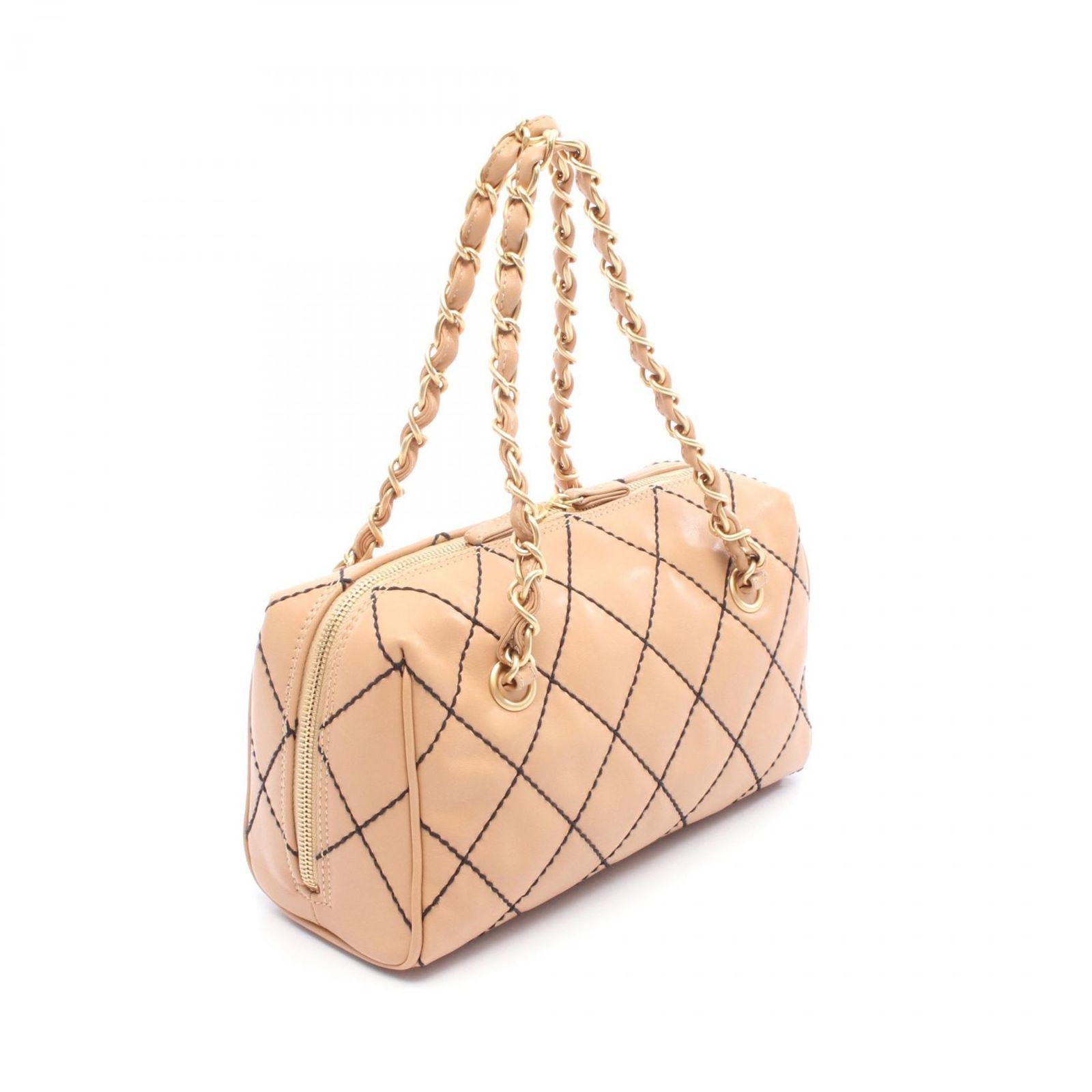 シャネル CHANEL トートバッグ ワイルドステッチ ベージュ レザー