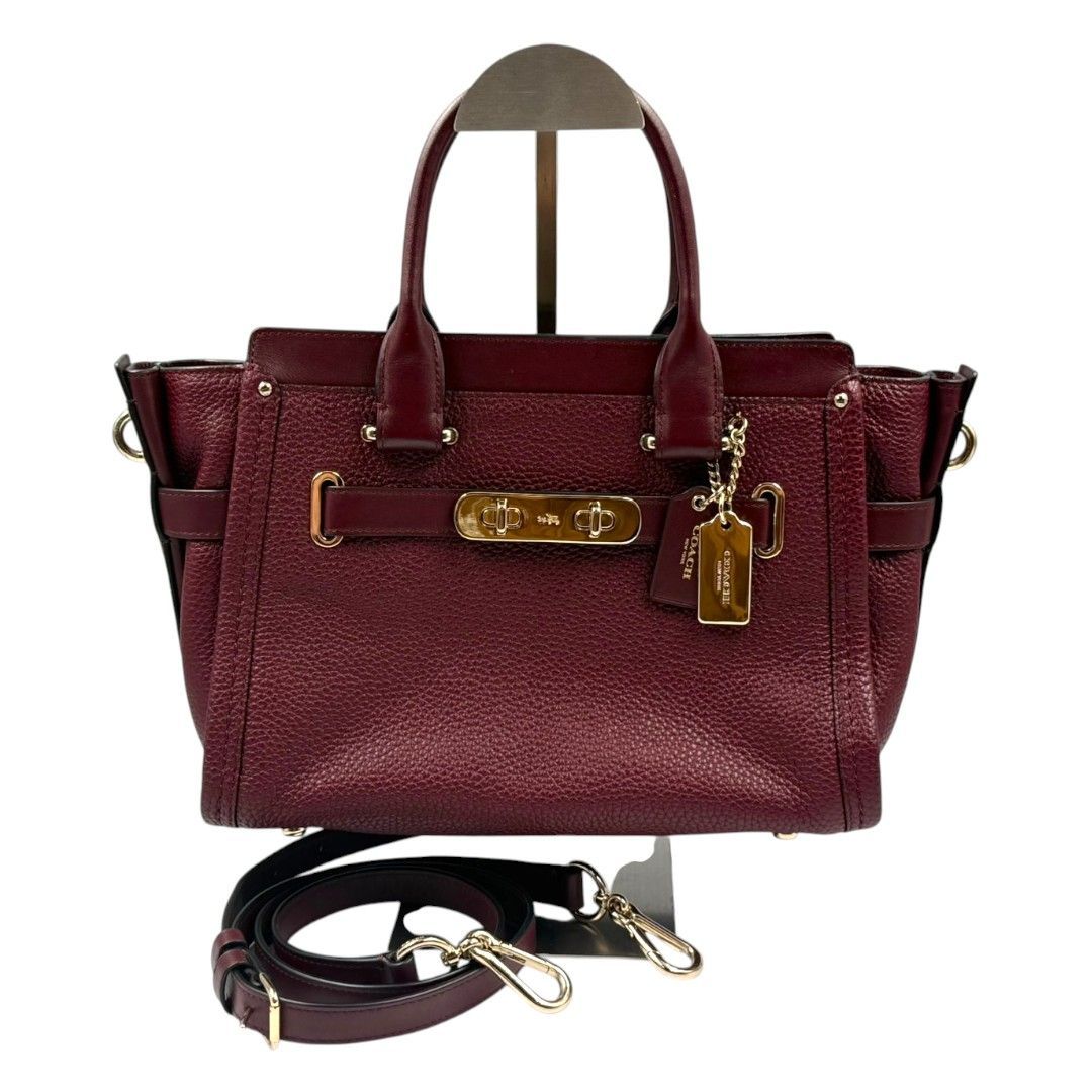 COACH コーチ スワッガー27 キャリーオール ペルプド レザー ハンドバッグ トートバッグ