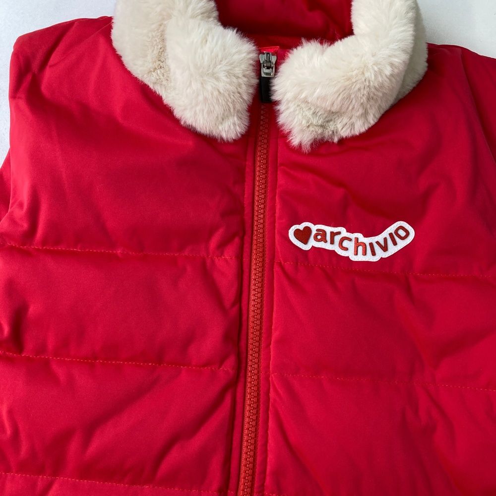  サイズ 38 アルチビオ ファー付 中綿ワンピース フルジップ レッド系 ゴルフウェア レディース ストスト ワンピース レディースウェア