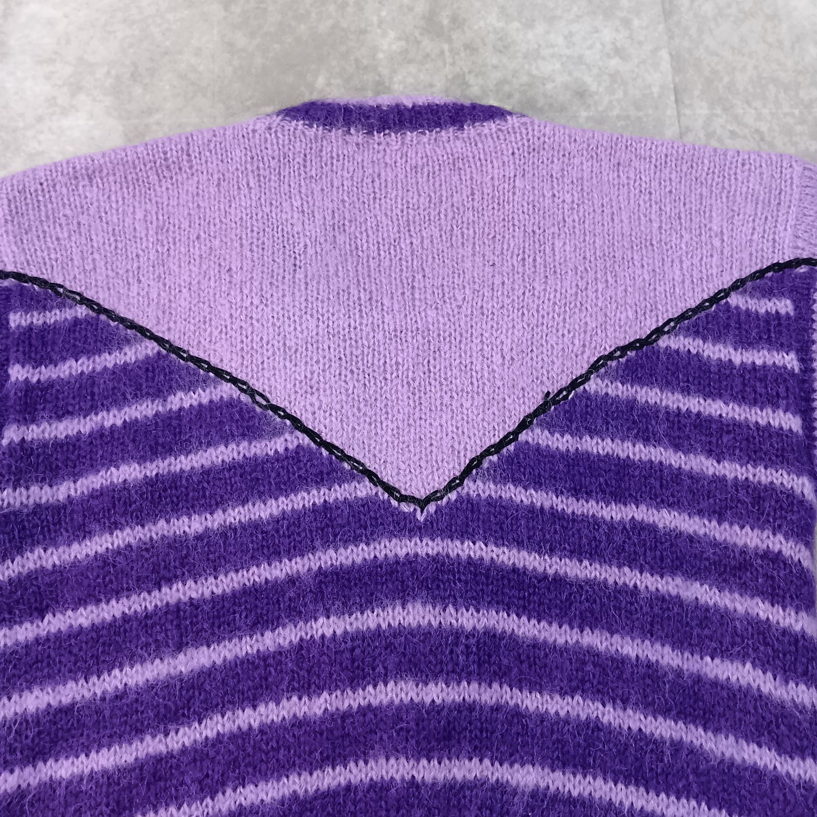 山本寛斎 Мサイズ ニットセーター パープル Vネック KANSAI O2