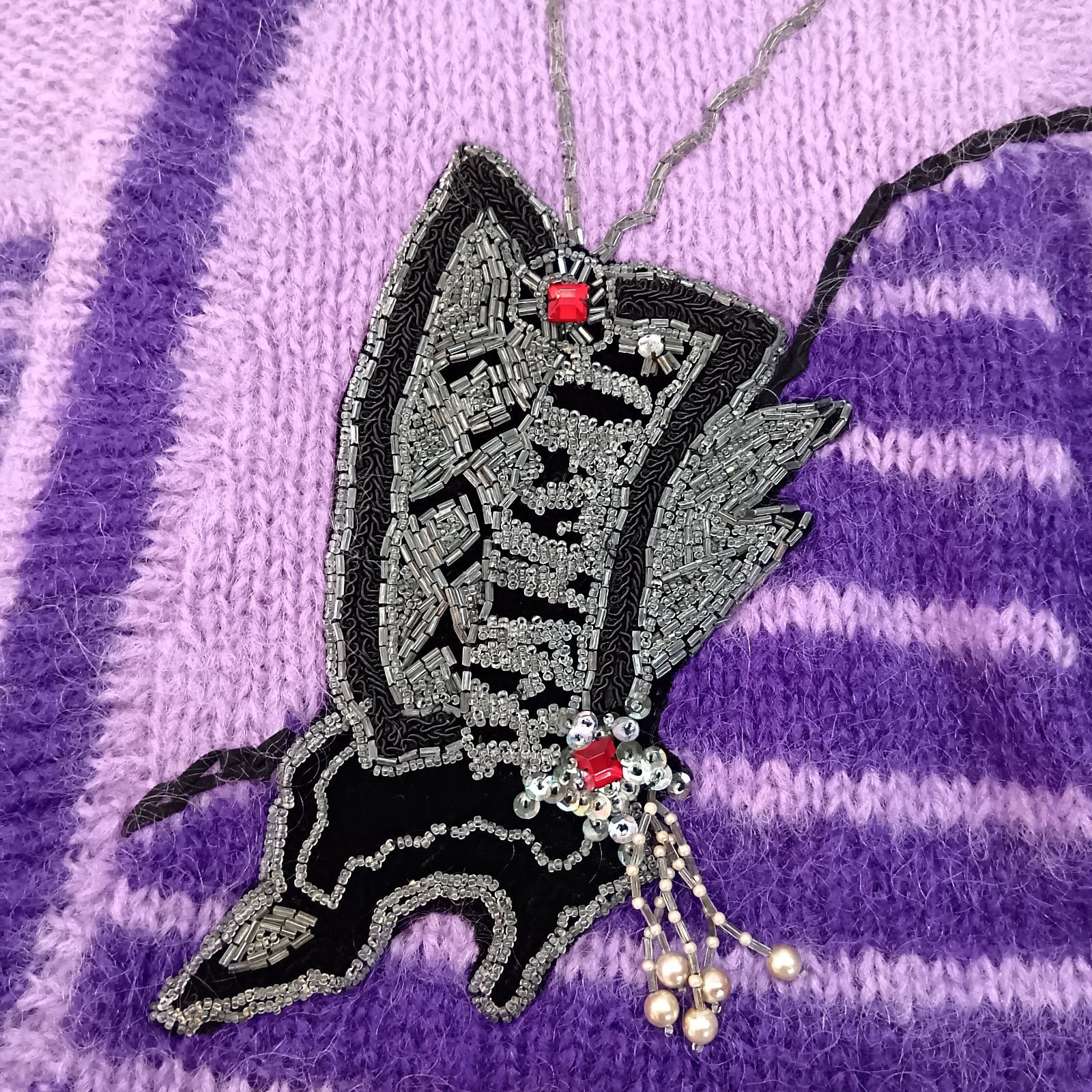 山本寛斎 Мサイズ ニットセーター パープル Vネック KANSAI O2