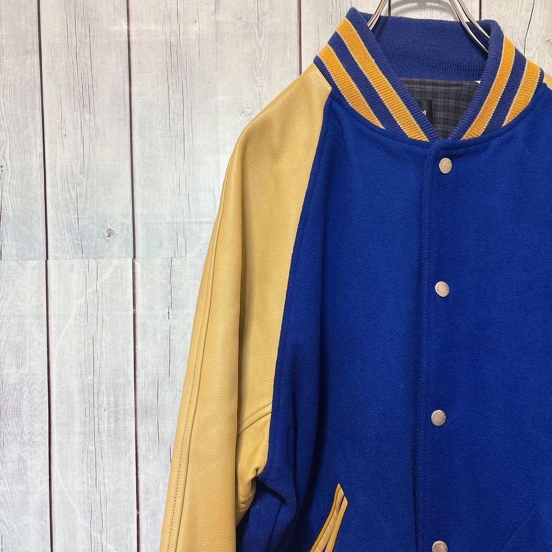 thisisneverthat ネバザ スタジャン レザー 牛革 ウール 青 S