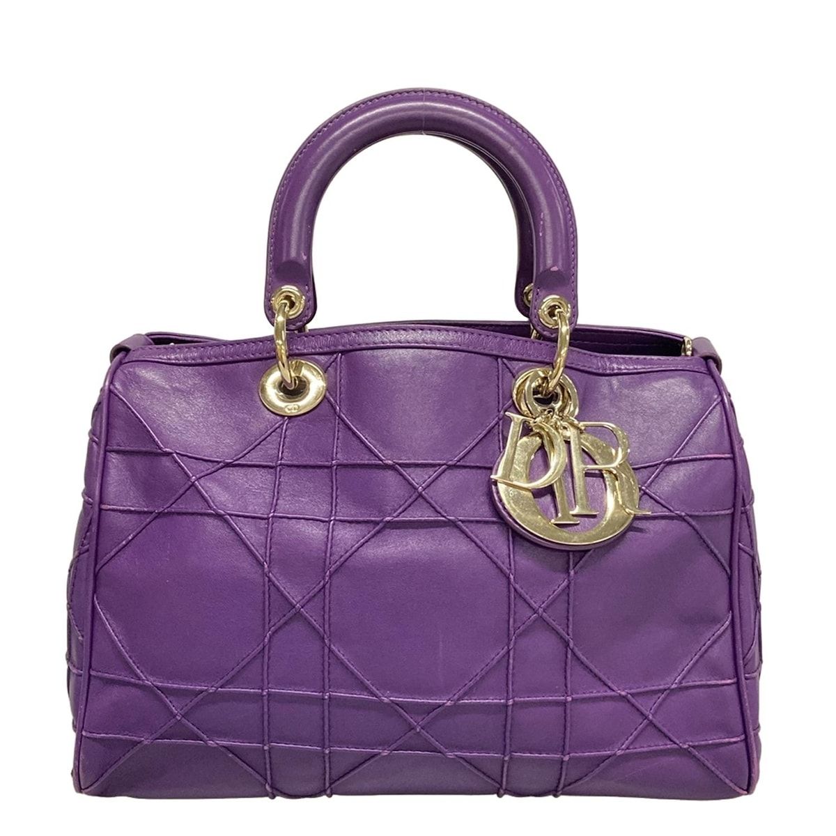 DIOR ChristianDior ディオール クリスチャンディオール ハンドバッグ グランヴィル パープル ミニボストン ゴールド金具 レザー