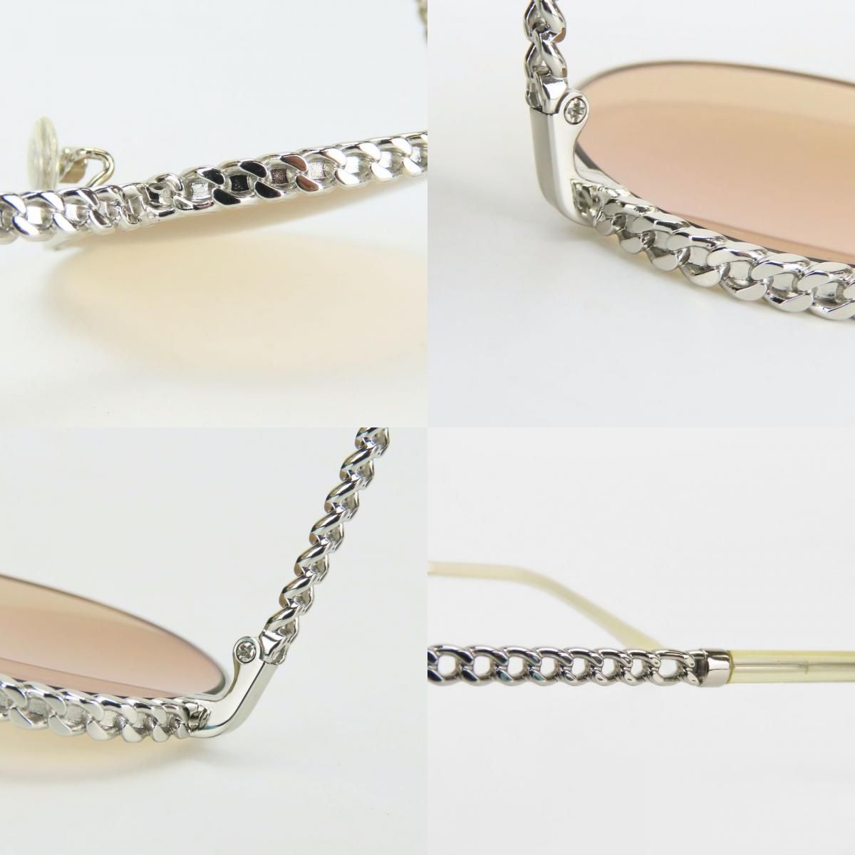  シャネル サングラス 4242 パントシェイプ メタル ブラウン系 シルバー チェーン 55 17 135 レディース 女性 CHANEL その他 小物