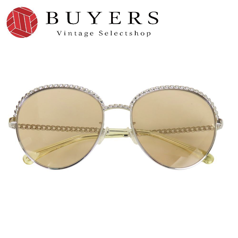 シャネル サングラス 4242 パントシェイプ メタル ブラウン系 シルバー チェーン 55 17 135 レディース 女性 CHANEL