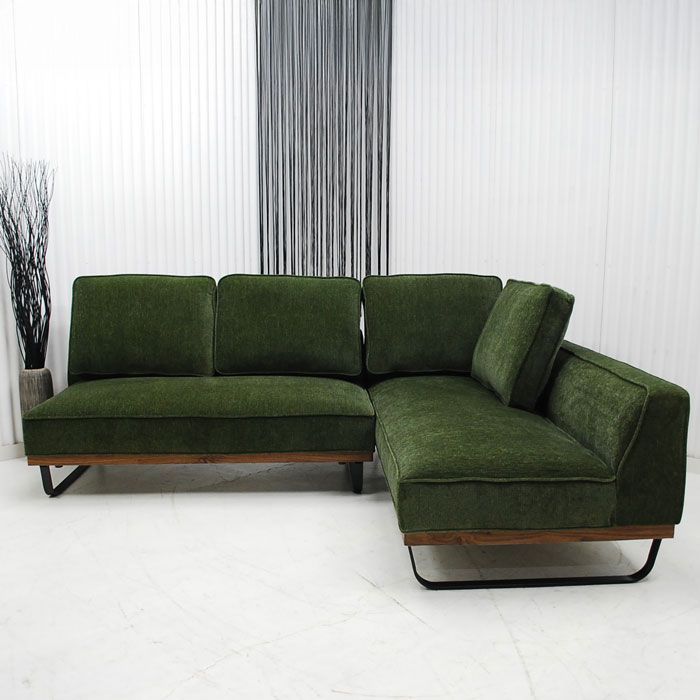 アウトレット 現品限り 一部 大 短期 リビングダイニングカウチソファー グリーン緑 空間をお洒落に演出ファブリック 251024 レイス左カウチ