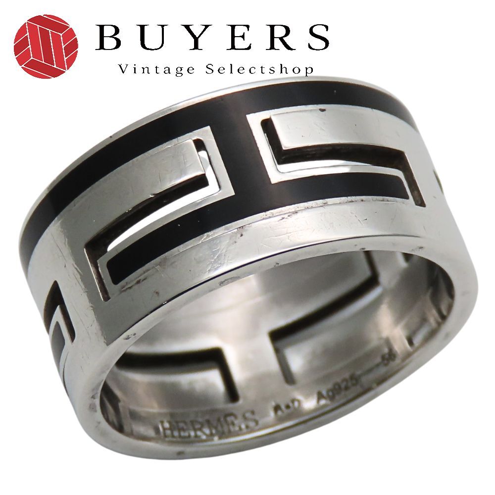 エルメス リング 指輪 ムーブアッシュ 56 シルバー925 約7.8g シルバー ブラック レディース 女性 HERMES