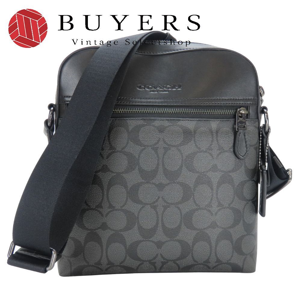 コーチ ショルダーバッグ 4010 シグネチャー PVC レザー ブラック ダークグレー 斜め掛け カジュアル メンズ 男性 COACH