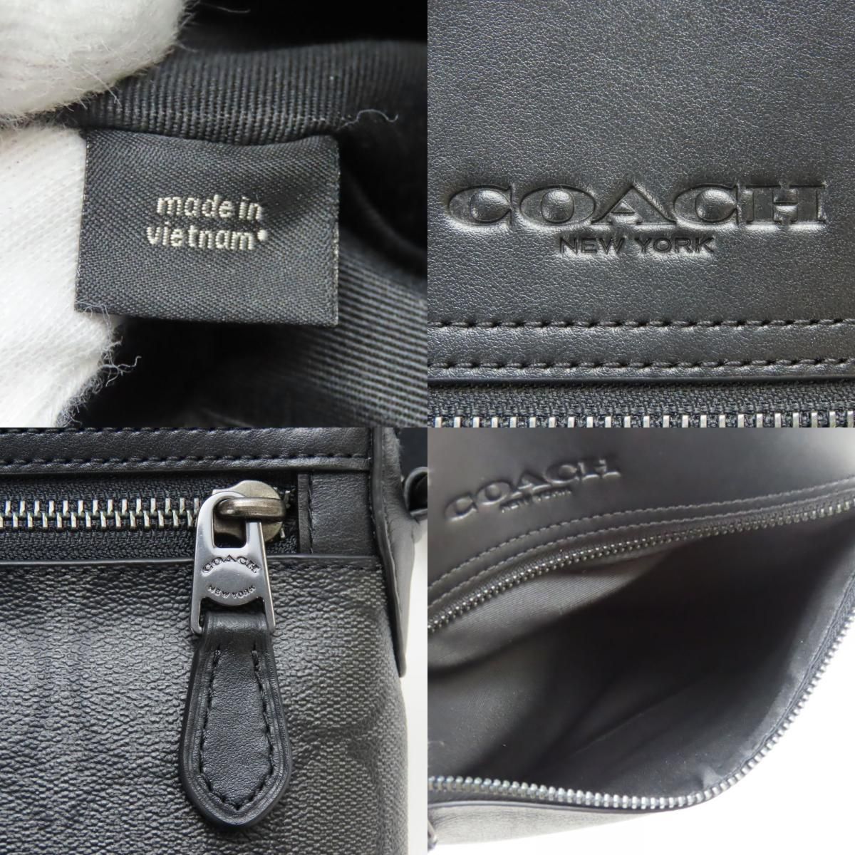 中古 コーチ ショルダーバッグ 4010 シグネチャー PVC レザー ブラック ダークグレー 斜め掛け カジュアル メンズ 男性 COACH 中古】 コーチ ショルダーバッグ 4010 シグネチャー PVC レザー