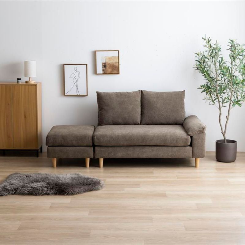  2人掛 オットマン付 ファブリック カウチソファ ソファ カウチ オットマン 1人暮らし 2人暮らし DINKS 省スペースソファ 2人掛け 3人掛けソファ ソファ ソファベッド