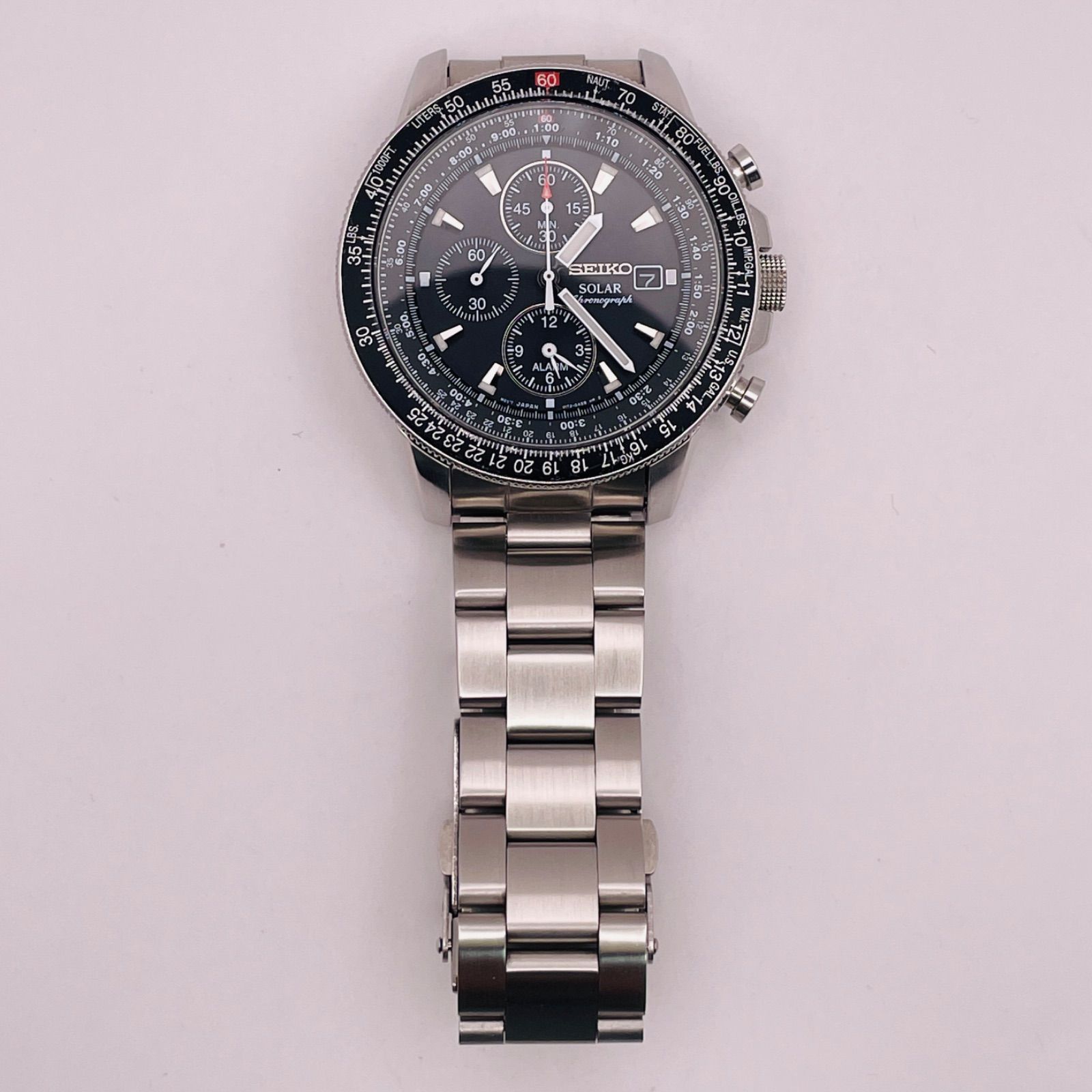  T 716 稼動 SEIKO セイコー PROSPEX プロスペックス SOLAR Flight Master パイロット クロノグラフ SBDL 001 V 172 0 AC ブラック 時計 メンズ ユニセックス 腕時計(クォーツ) 腕時計(アナログ)