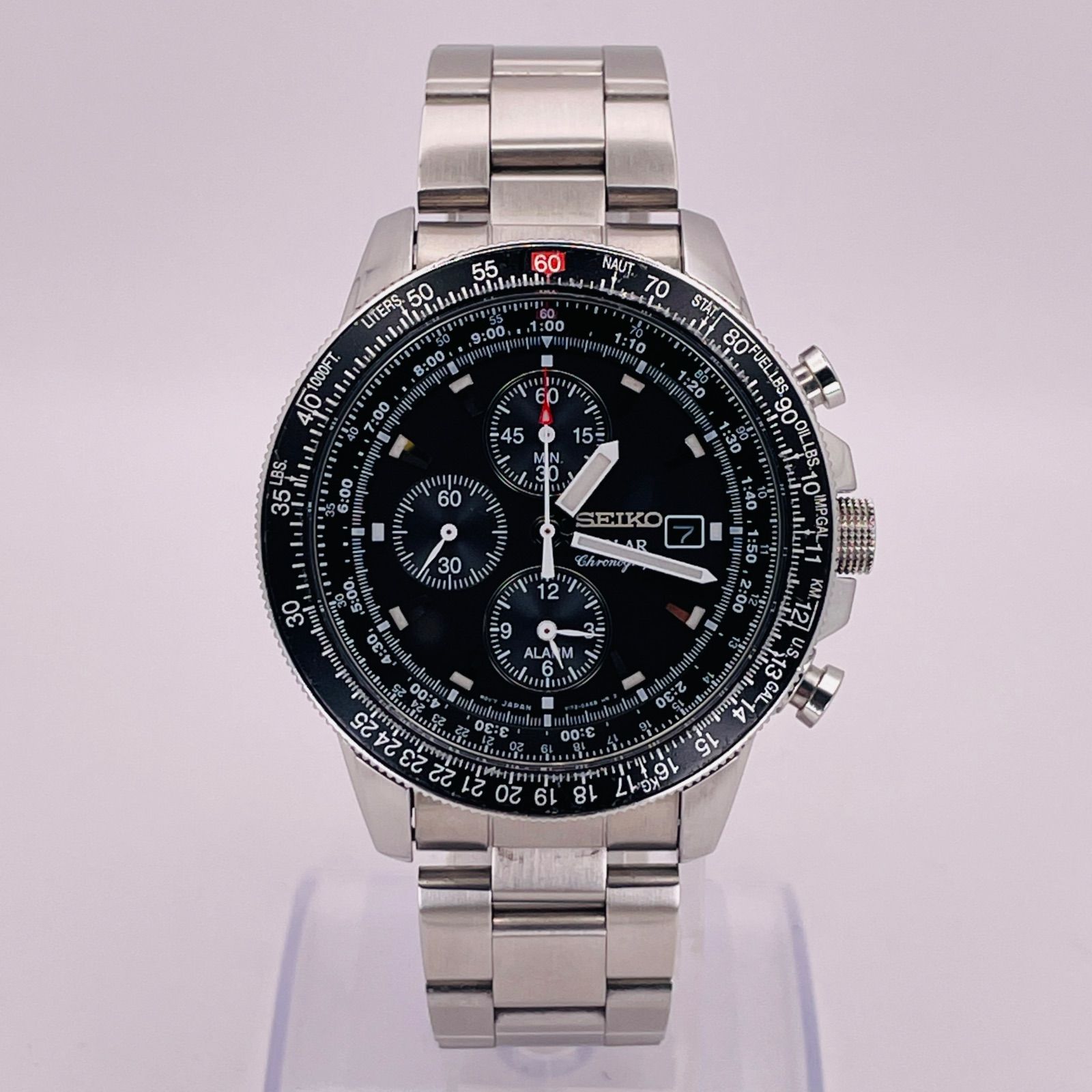 T 716 稼動 SEIKO セイコー PROSPEX プロスペックス SOLAR Flight Master パイロット クロノグラフ SBDL 001 V 172 0 AC ブラック 時計 メンズ ユニセックス