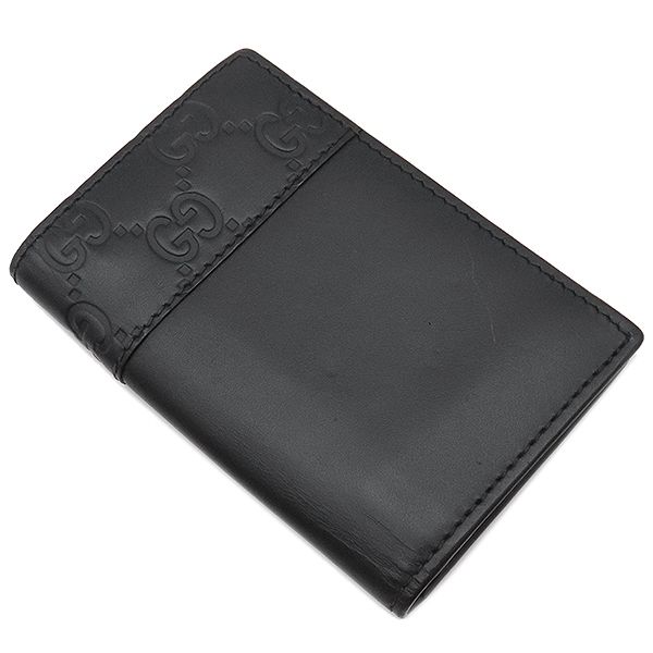 グッチ GUCCI カードケース グッチシマ カードケース レザー ブラック 黒 二つ折り 名刺入れ 406699