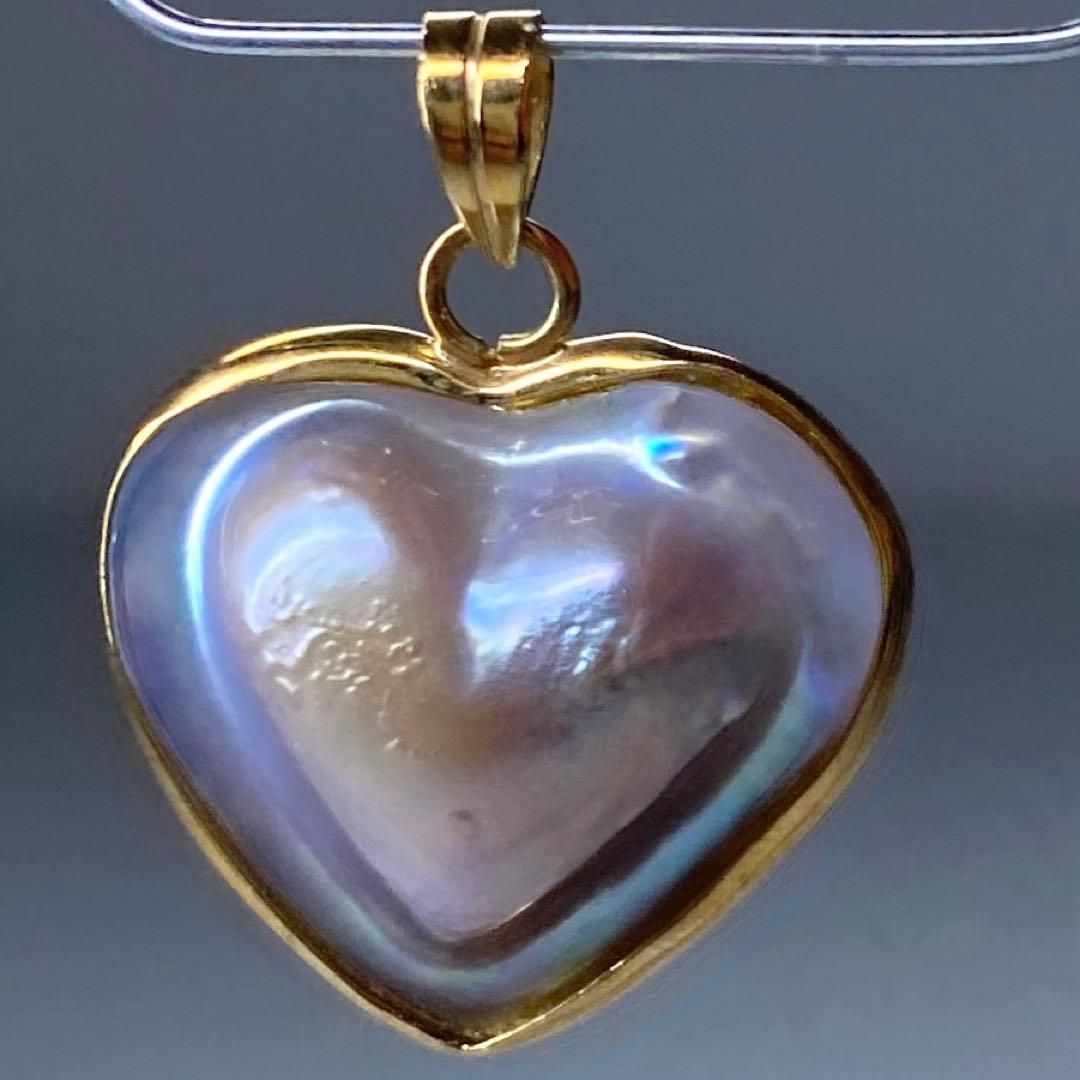 本マベ真珠 ハート形 金巻トップ 2g 東な7-0224 2F