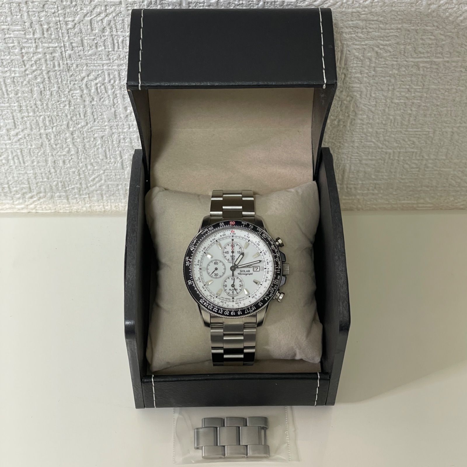 T719 正常稼動 SEIKO セイコー PROSPEX プロスペックス SOLAR Flight Master パイロット クロノグラフ SBDL003 V172-0AC0 ホワイト 人気 時計 メンズ ユニセックス