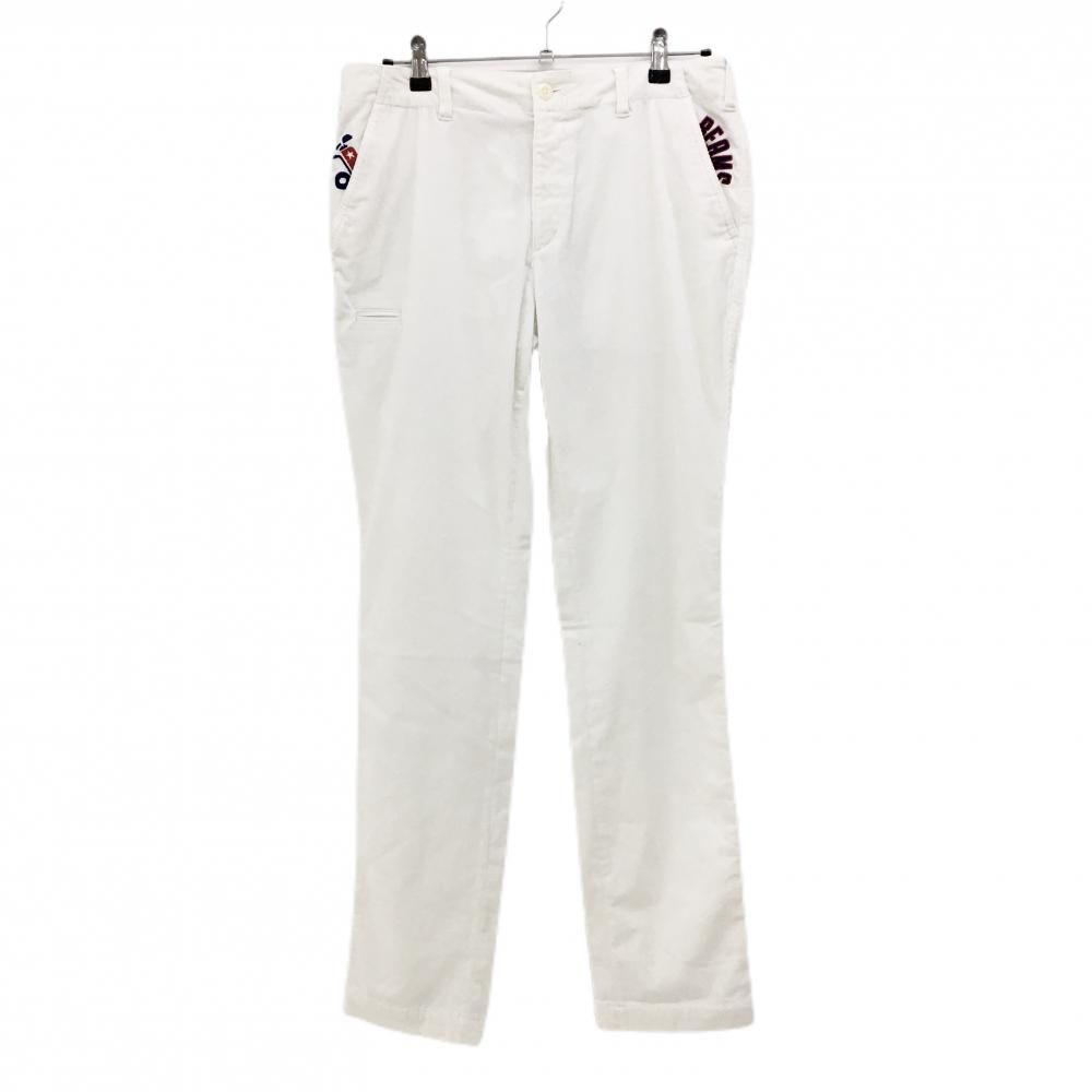ビームスゴルフ コーデュロイパンツ 白×レッド ストレッチ ロゴ刺しゅう メンズ L ゴルフウェア BEAMS GOLF