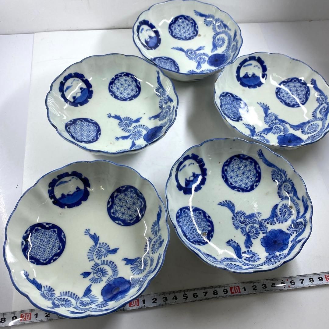 古伊万里 染付丸紋 膾皿 5枚 直径15㎝ タニチ 東な7-0224☆2F - メルカリ