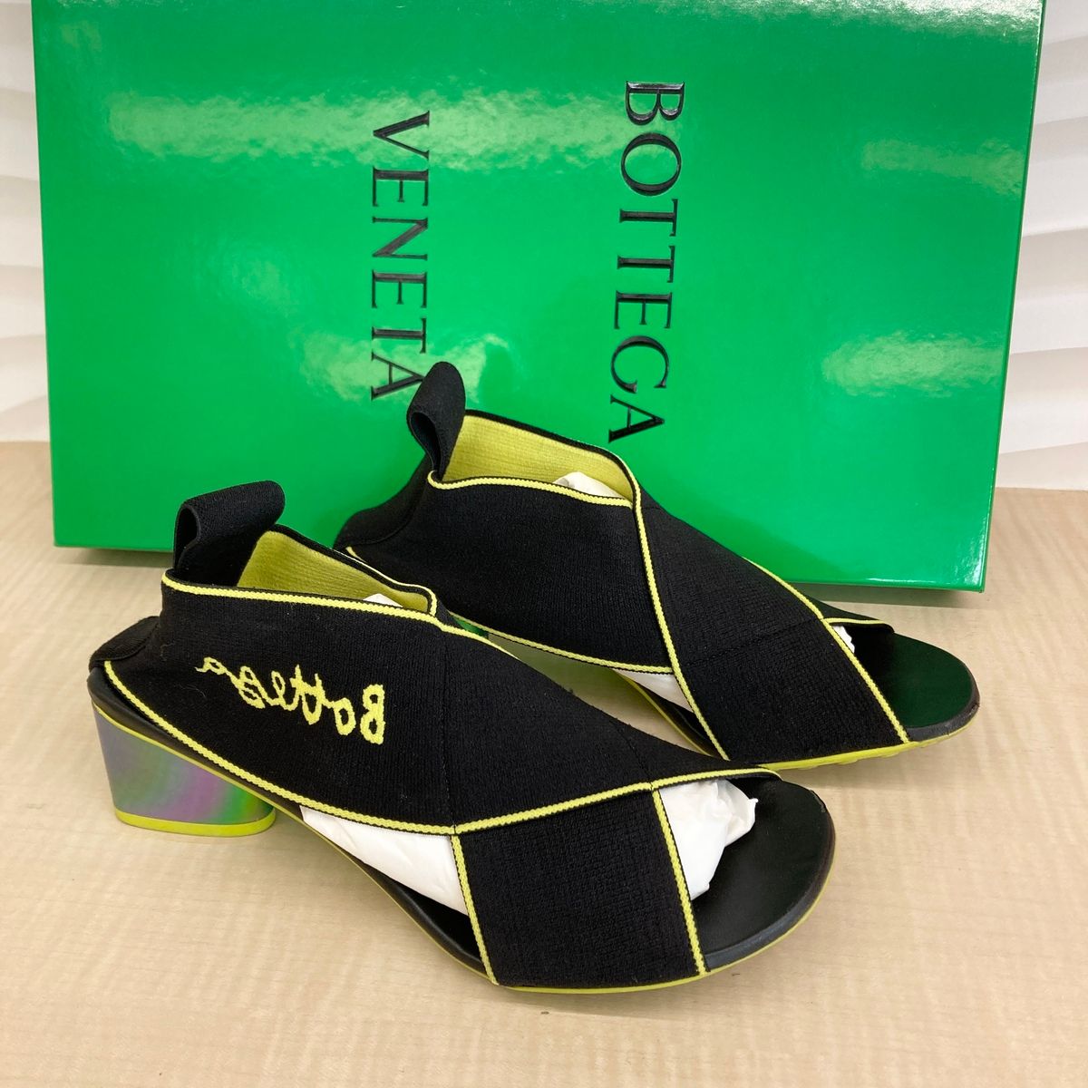 ボッテガヴェネタ フレックスサンダル 36 23 cm レディース ブラック グリーン