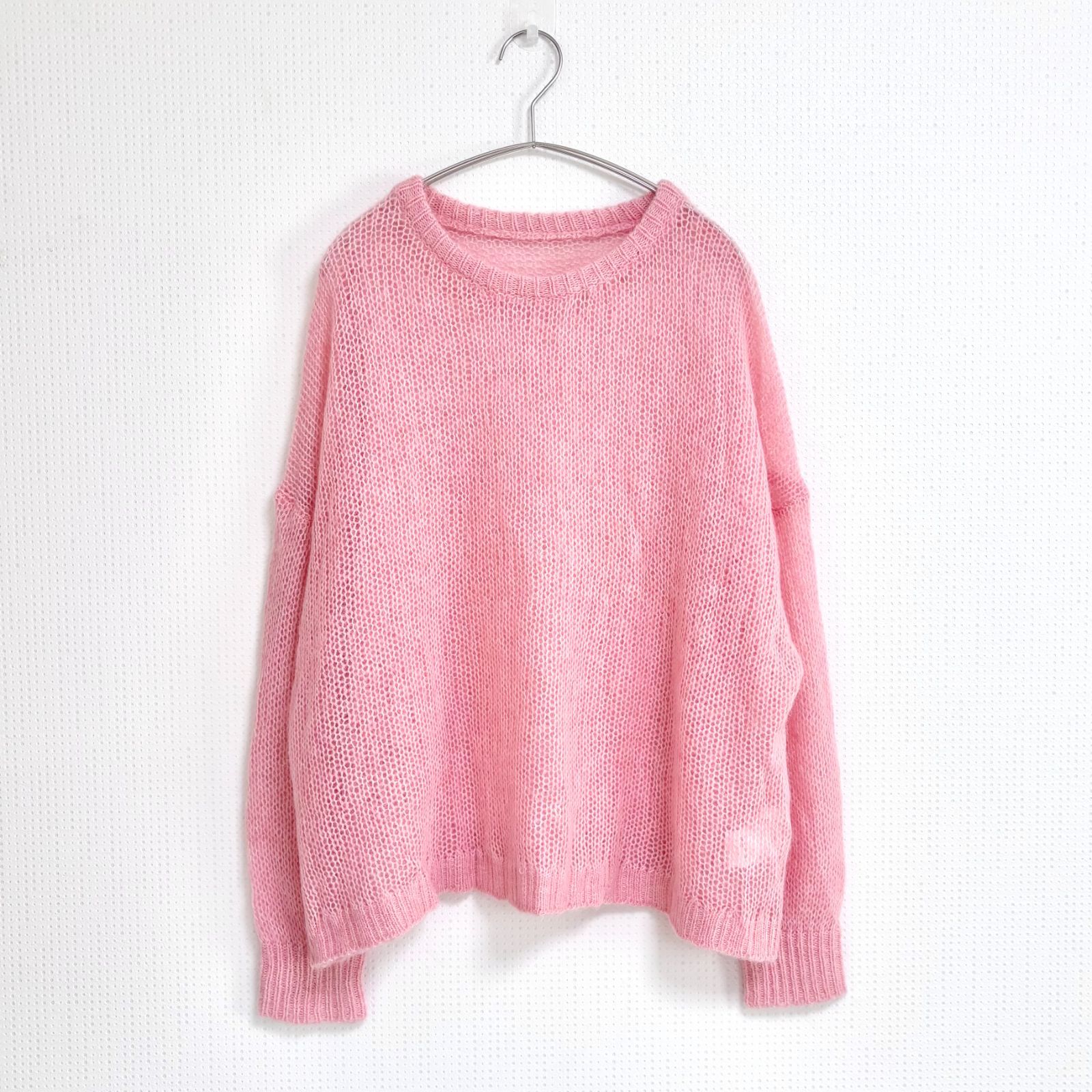 北欧 暮らしの道具店 ほんのり透けて 柔らかい アルパカ混の起毛ニット ピンク