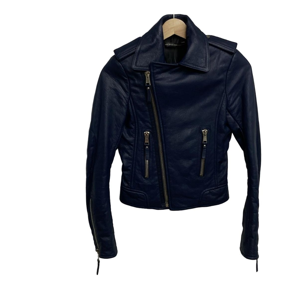 BALENCIAGA バレンシアガ ライダースジャケット サイズ34 S レディース - 256302 TCH99 ネイビー 長袖 ジップアップ 中綿 春 秋