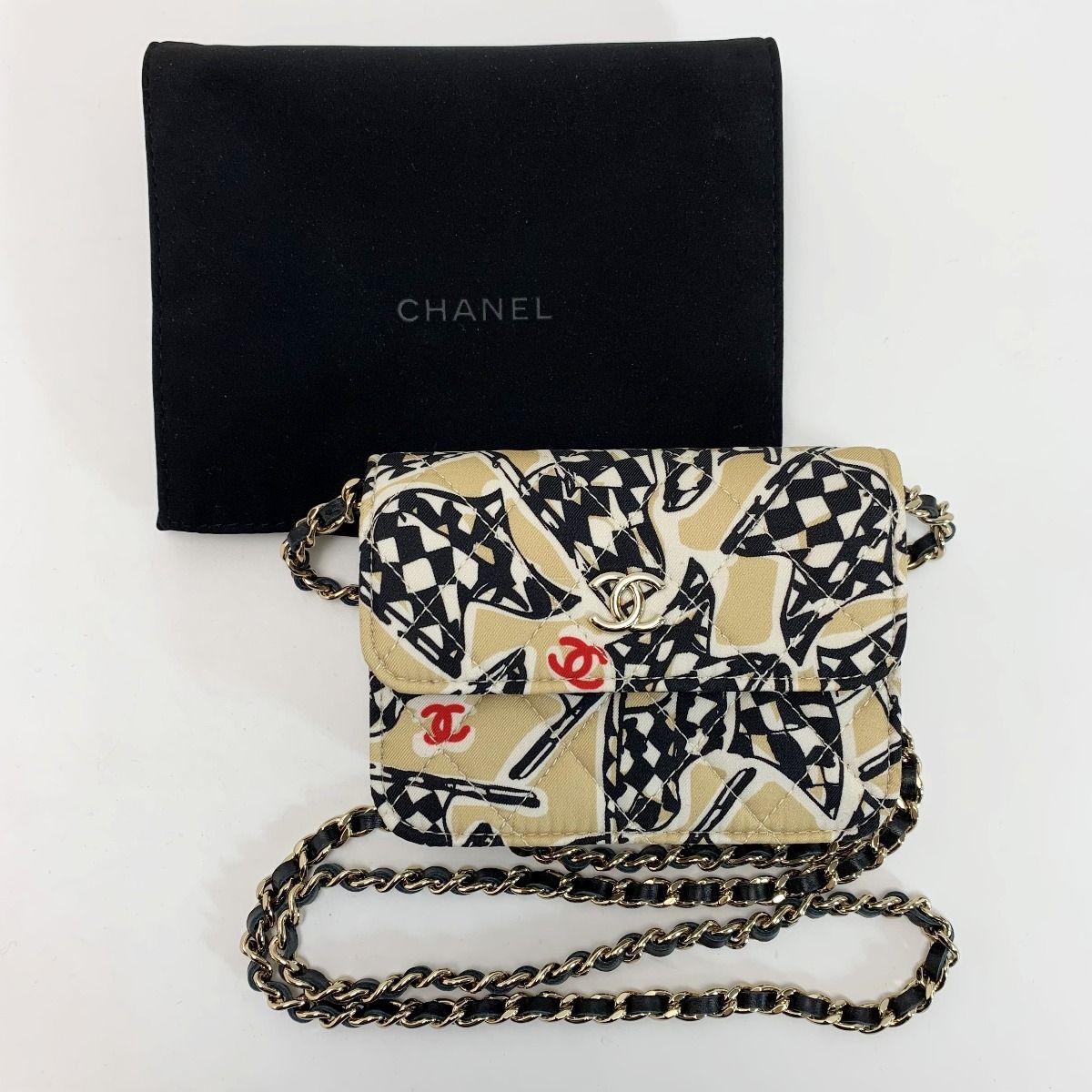 CHANEL アクセサリーポーチ CHANEL シャネル アクセサリーポーチ ブラック×ゴールド レディース