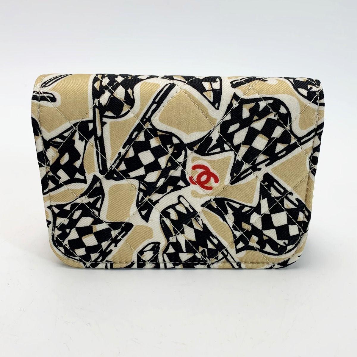 CHANEL シャネル ポーチ ブラック×ゴールド レディース チェッカーフラッグ