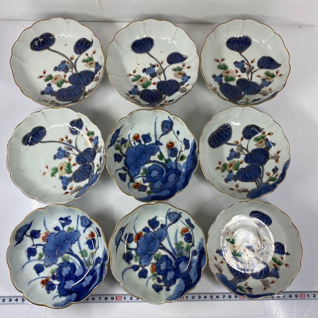 古伊万里　染付赤絵草花図　膾皿　16客　直径15㎝　東な7-0224☆2F 古伊万里 染付赤絵草花図 膾皿 16客 直径15㎝ 東な7-0224☆2F - メルカリ