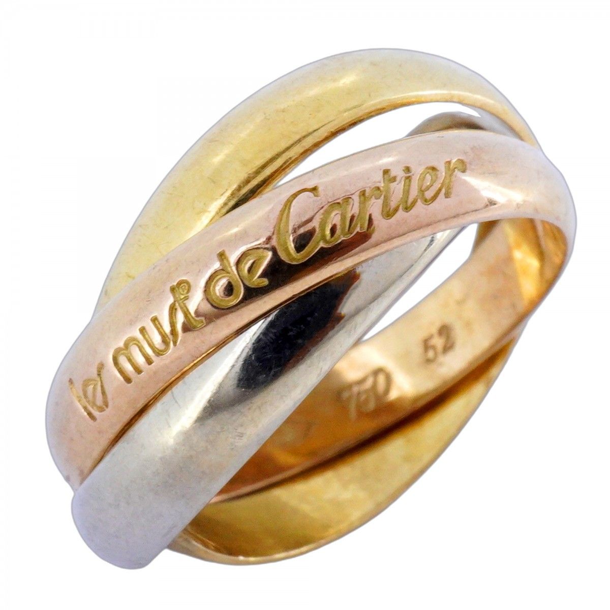 5jmb0700 カルティエ リング トリニティ K18YG イエローゴールド K18WG ホワイトゴールド K18PG ピンクゴールド #52 レディース