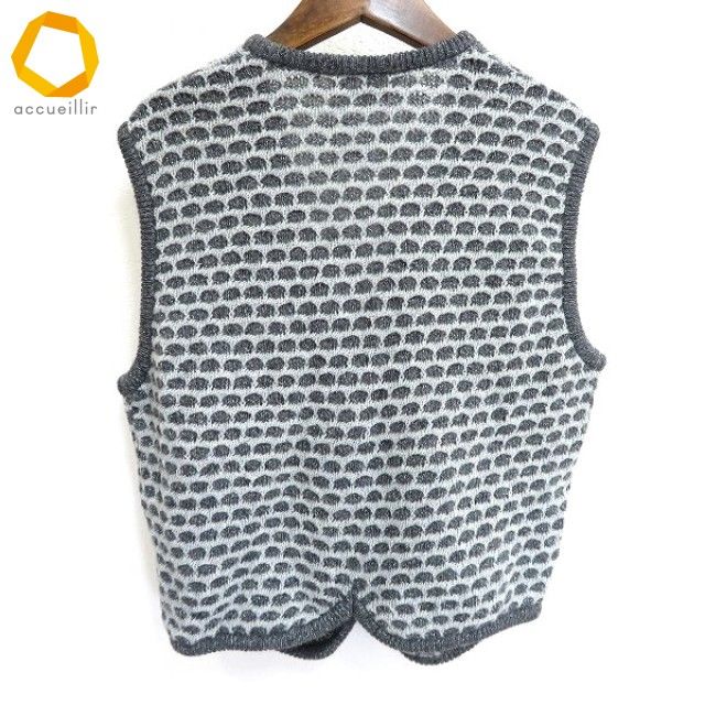 w クリスチャンディオール Christian Dior ニット ベスト ジレ M グレー系 ラメ ウール 毛 ヴィンテージ レディース 972631 k01