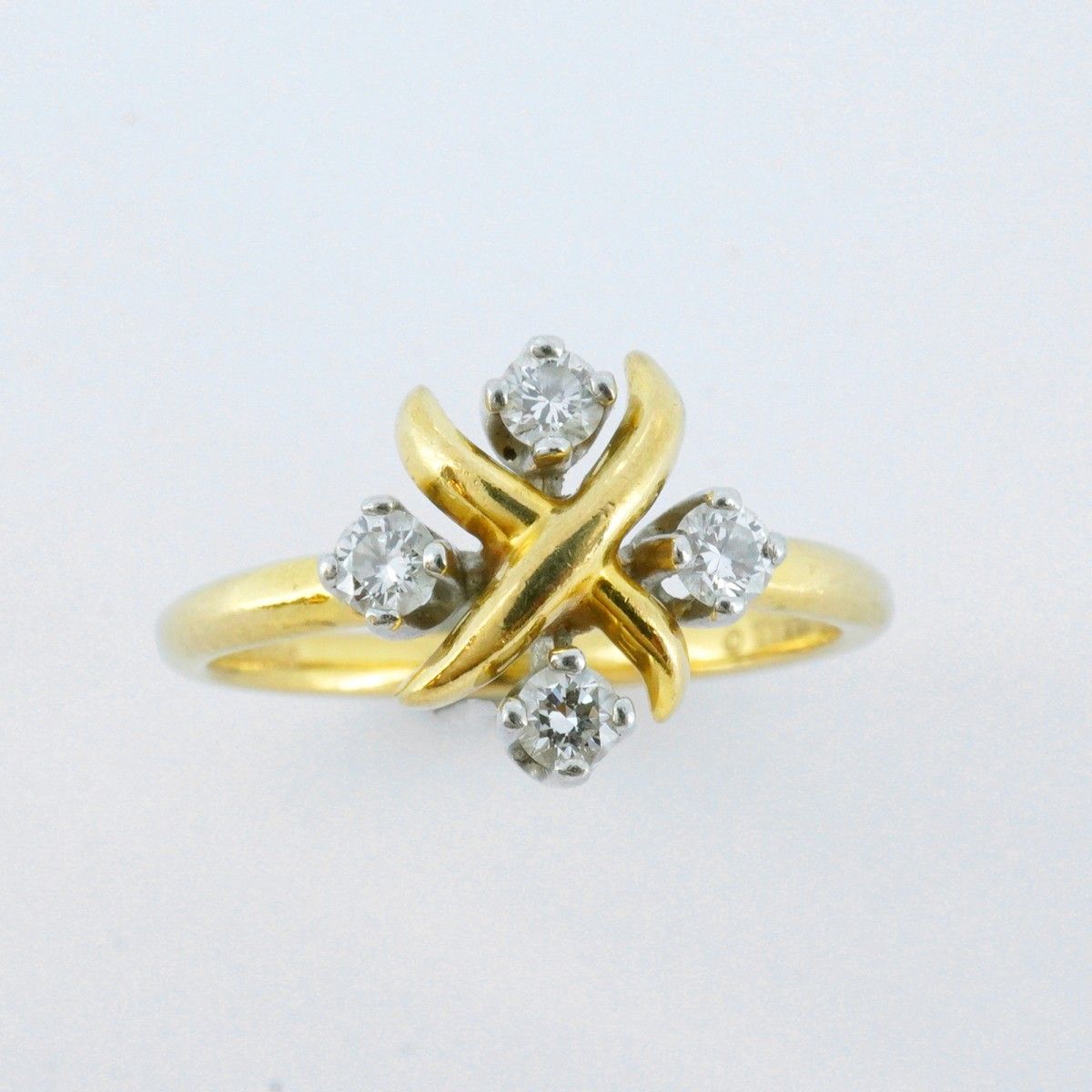 5 jmb 0721 ティファニー リング ジャンシュランバージェ 4 PD K 18 YG イエローゴールド Pt 950 プラチナ ダイヤモンド 9号 レディース