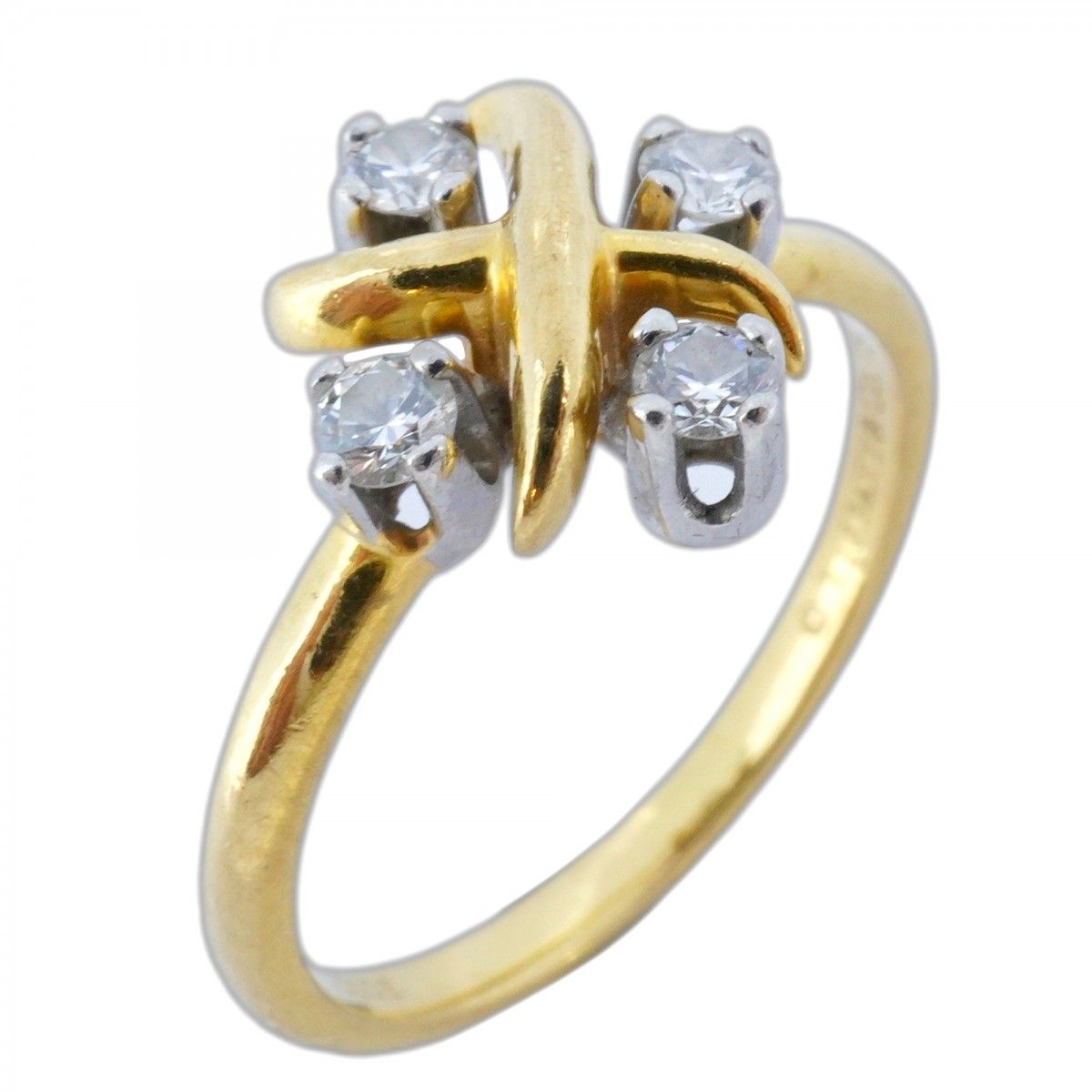 5jmb0721 ティファニー リング ジャンシュランバージェ 4PD K18YG イエローゴールド Pt950 プラチナ ダイヤモンド 9号 レディース