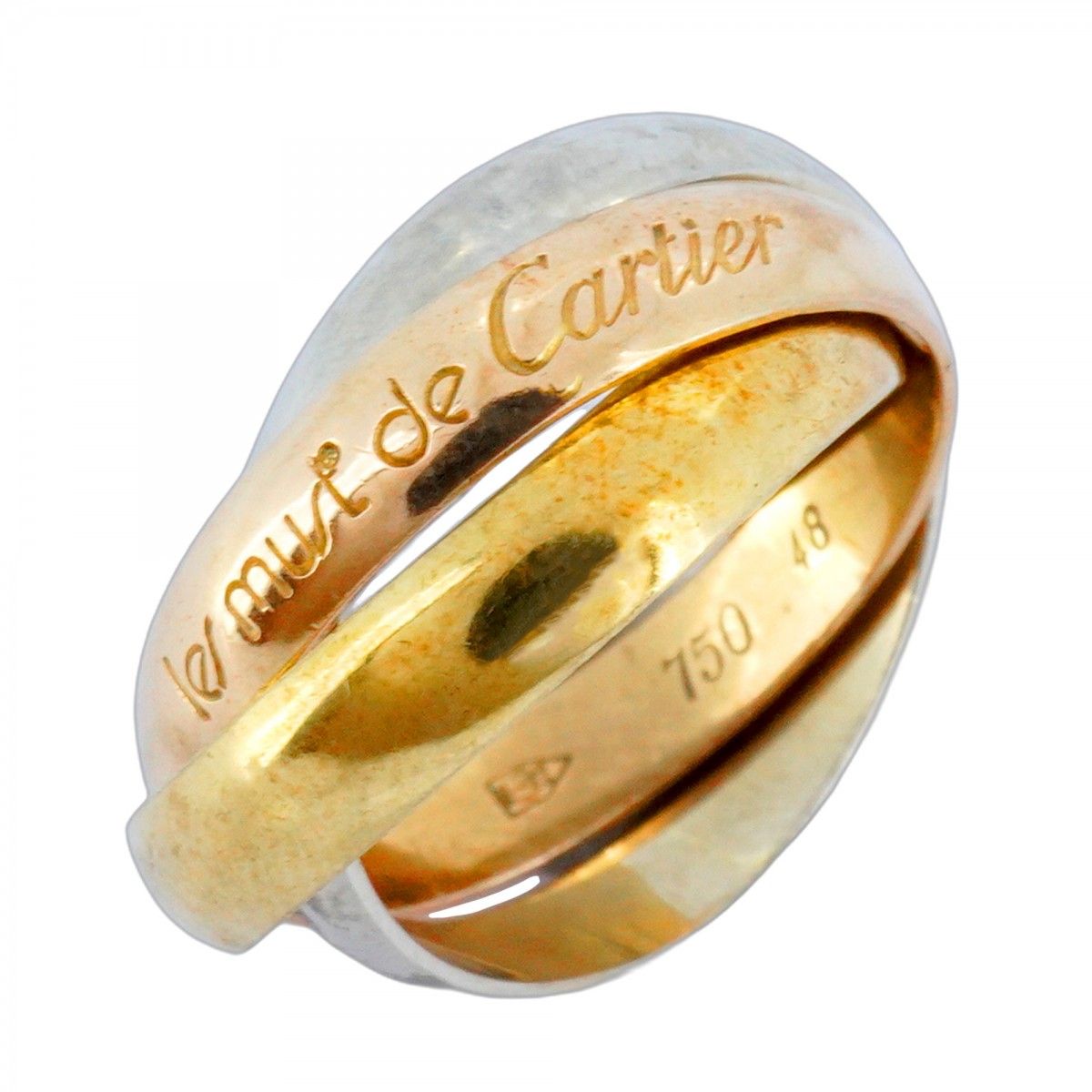 5jmb0722 カルティエ リング トリニティ K18YG イエローゴールド K18WG ホワイトゴールド K18PG ピンクゴールド #48 レディース