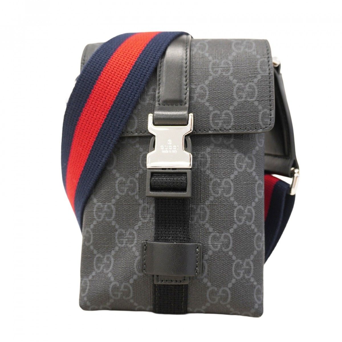 5ob0060-h グッチ ショルダーバッグ GGスプリーム 816954 PVC グレー シルバー金具 メンズ