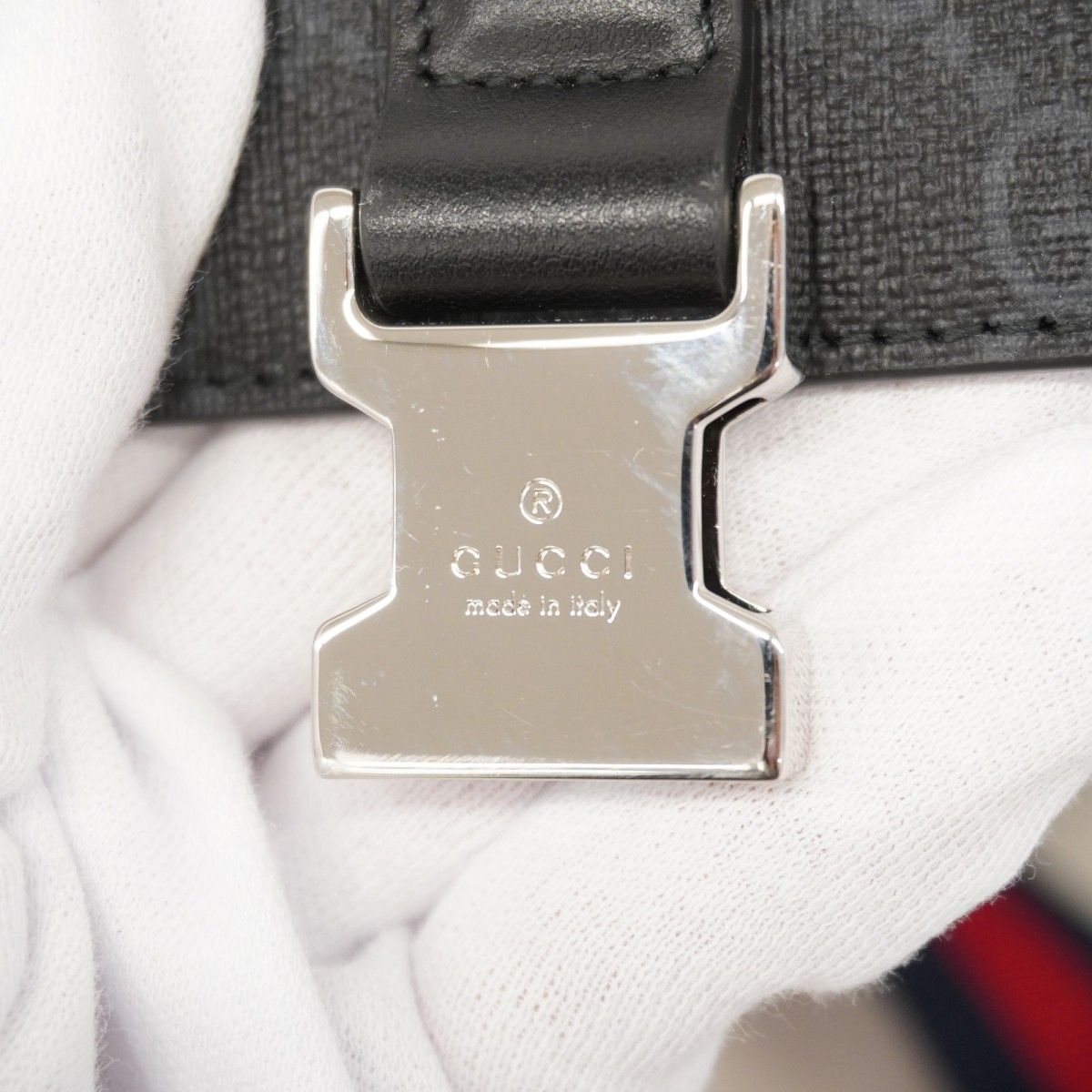 【新品本物】 5ob0060-h グッチ ショルダーバッグ GGスプリーム 816954 PVC グレー シルバー金具 メンズ 育つ