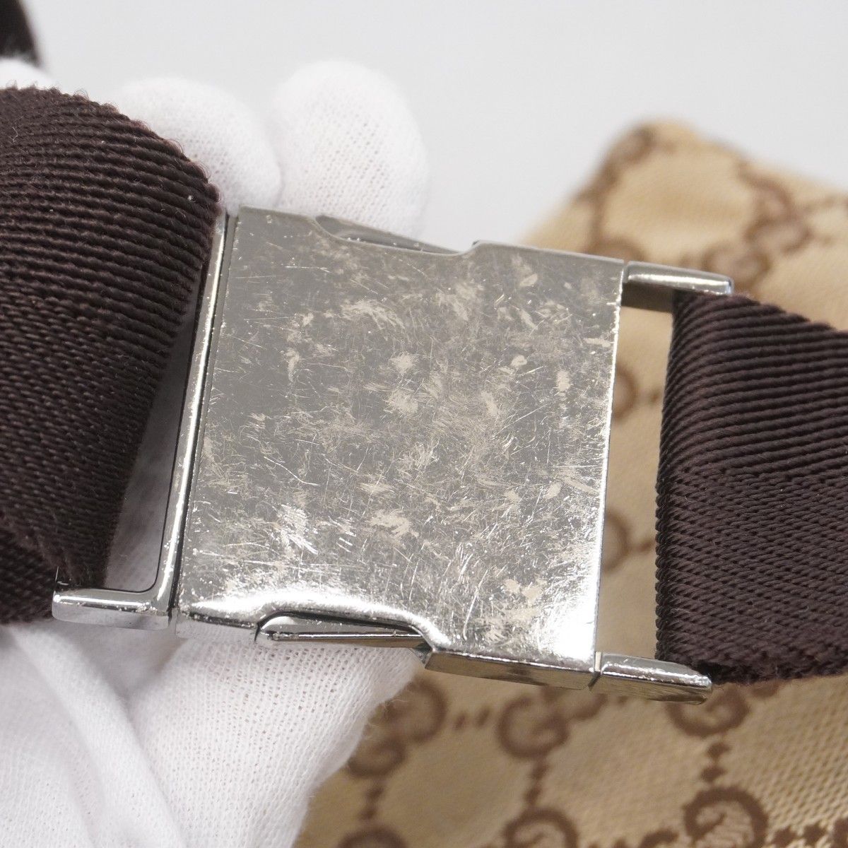  5 ob 0293 グッチ ウエストバッグ GGキャンバス 28566 キャンバス ブラウン シルバー金具 メンズ レディース ユニセックス ボディバッグ ウエストポーチ バッグ