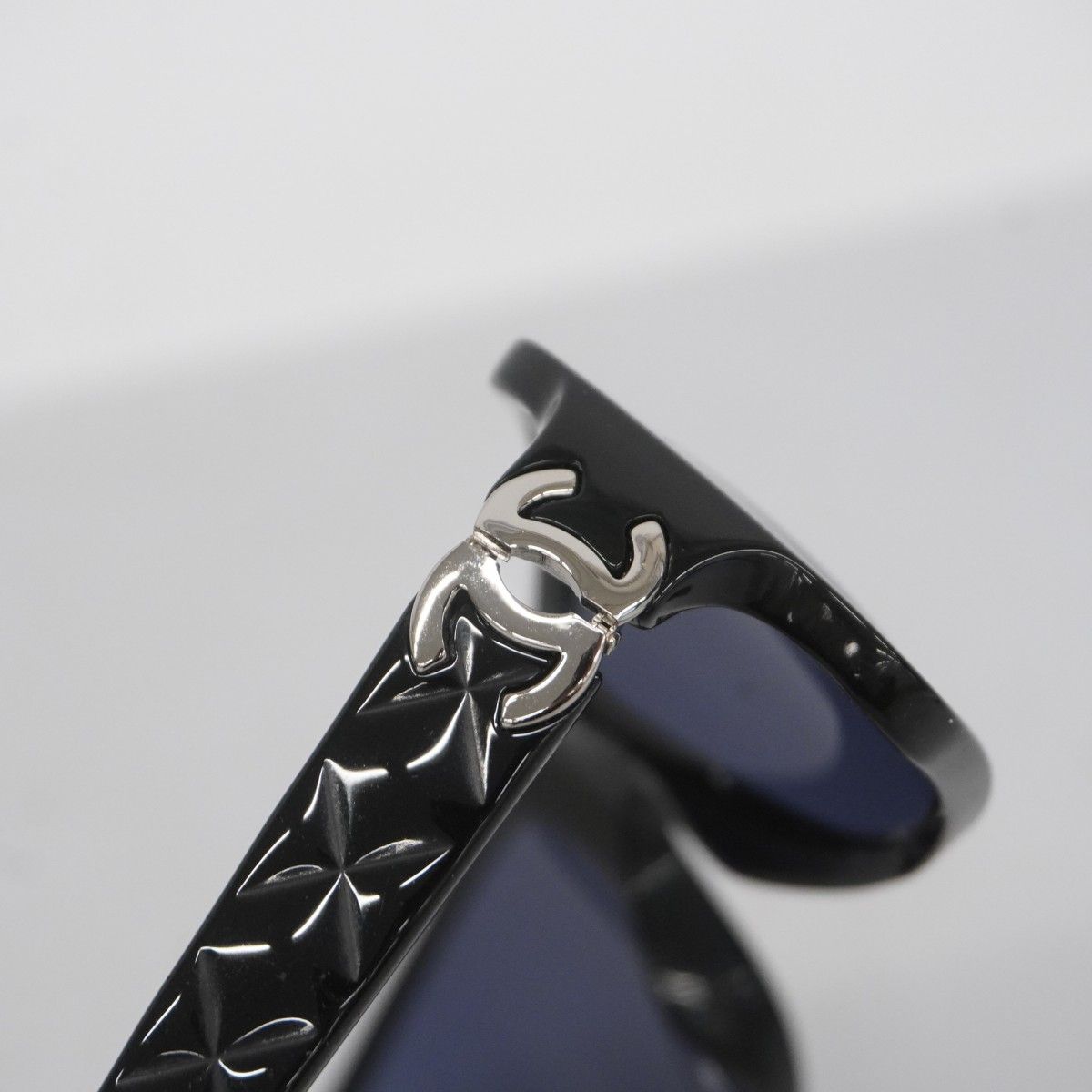 5 ob 0296 シャネル サングラス 5050 プラスチック ブラック シルバー金具 レディース