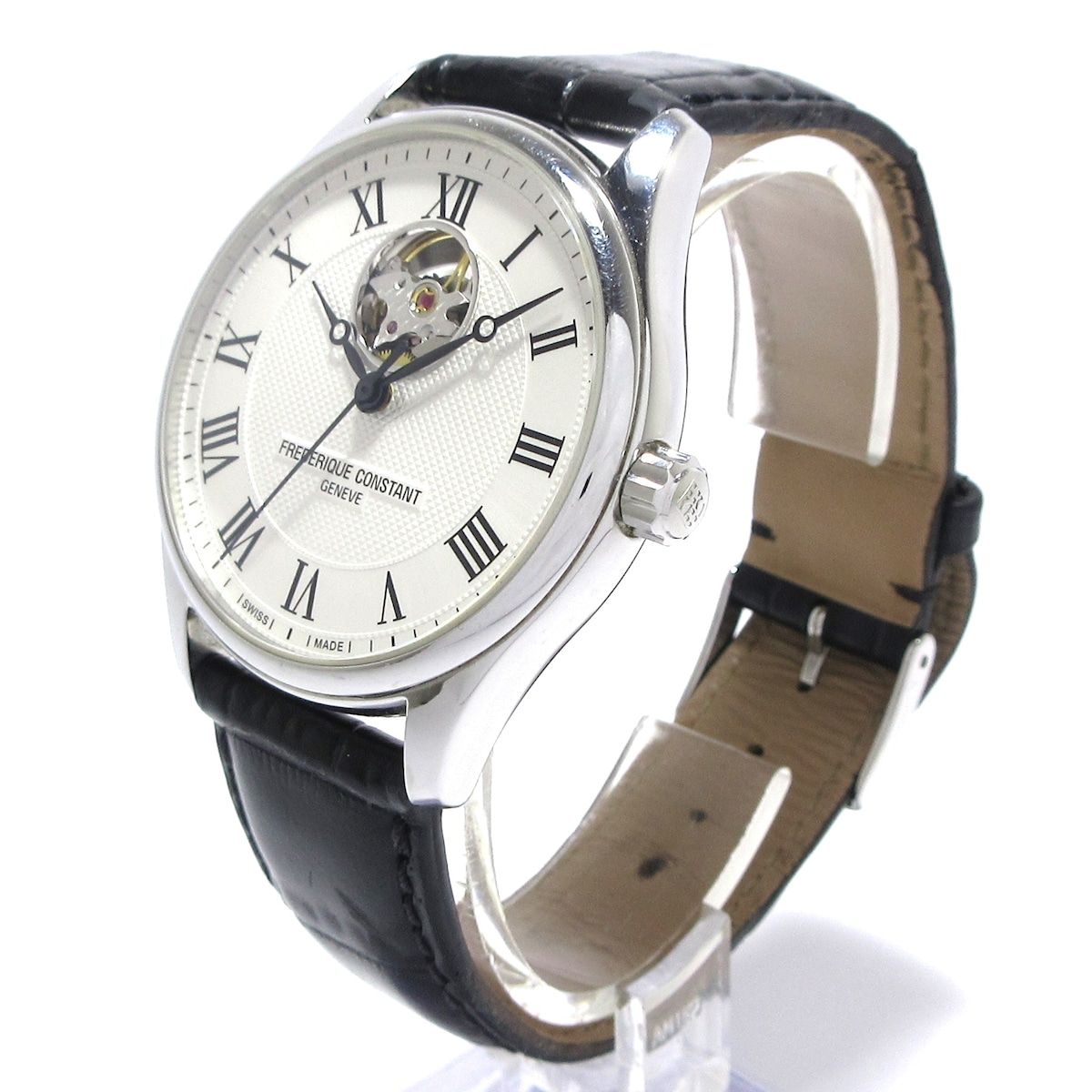 フレデリックコンスタント 腕時計 クラシック ハートビート FC 3 4 5 6 メンズ 革ベルト 裏スケ 白