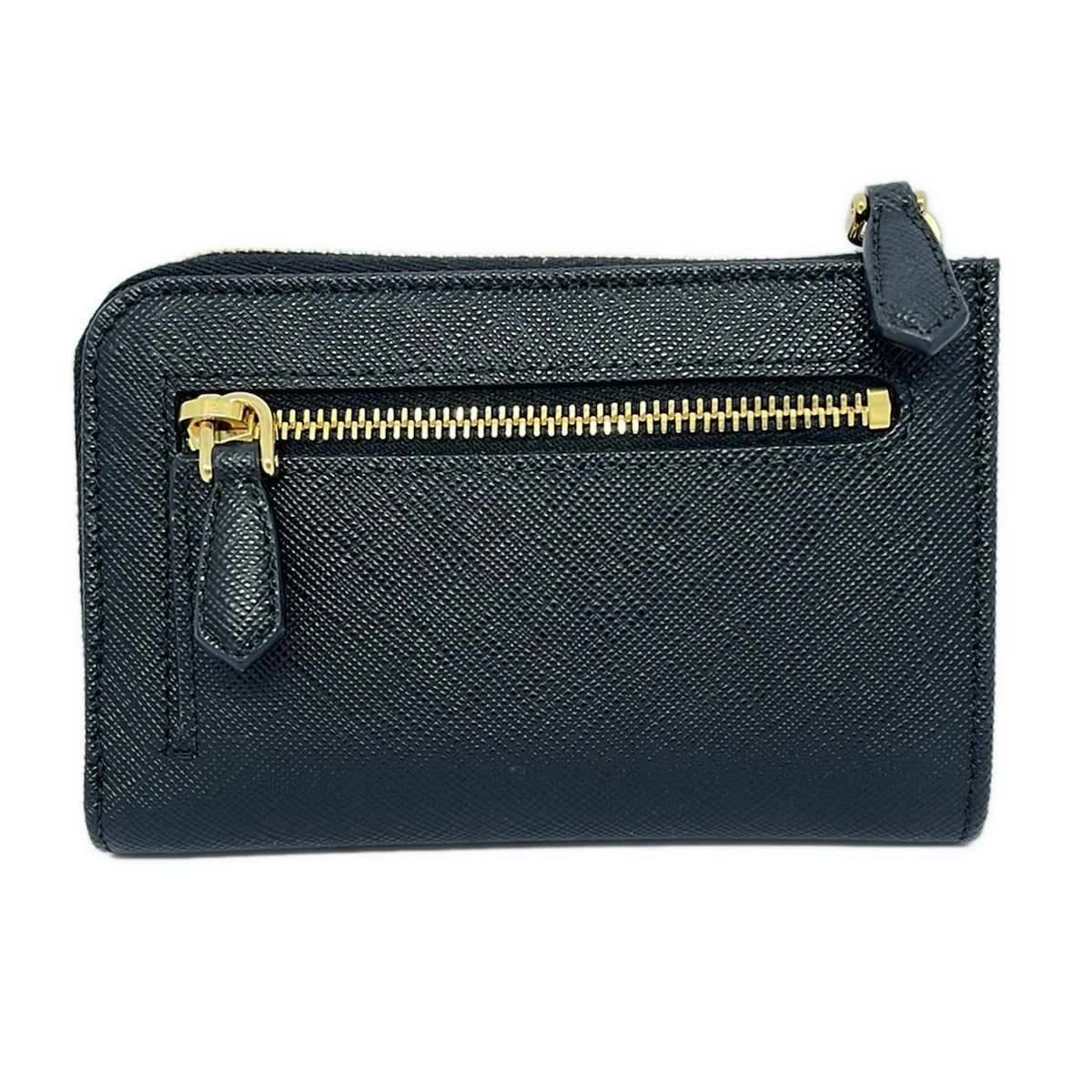 PRADA プラダ コインケース サフィアーノトライアングル キーケース 1 PP 122 黒 L字ファスナー キーリング付き レザー