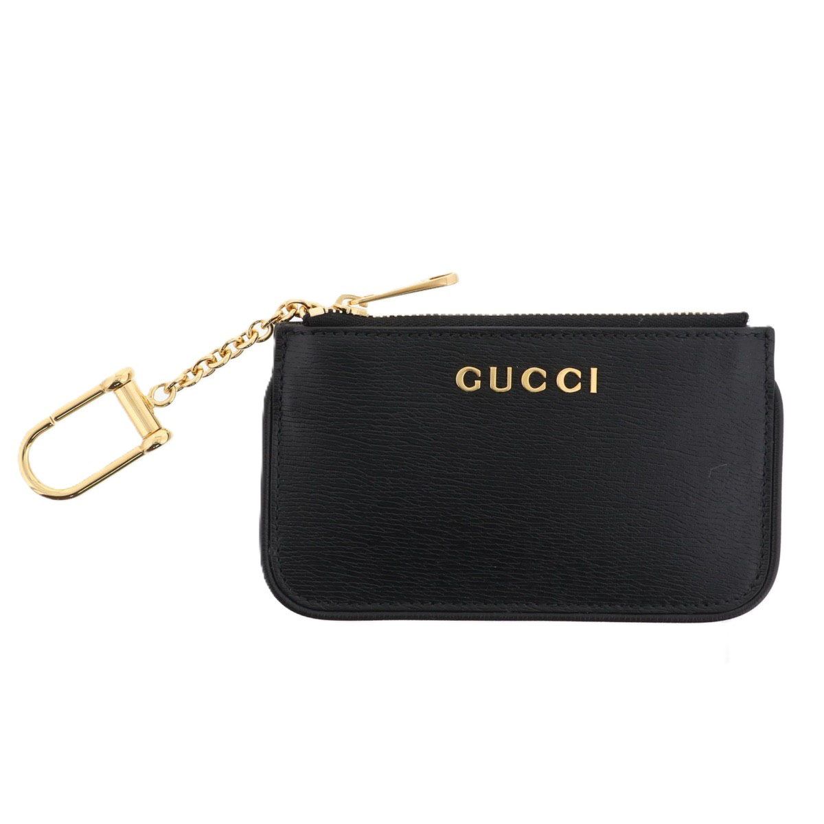 GUCCI グッチ スクリプト コインケース 790102 レディース レザー ブラック ゴールド金具